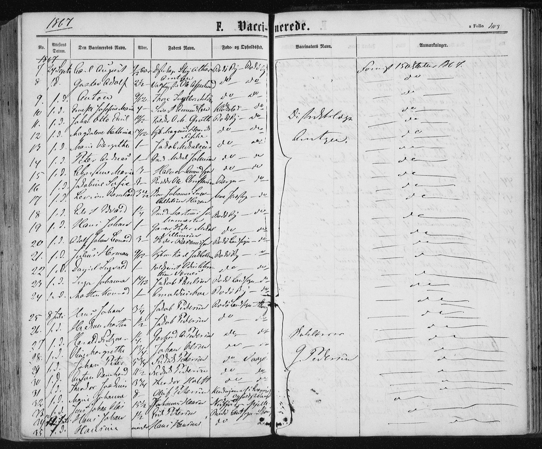 Ministerialprotokoller, klokkerbøker og fødselsregistre - Nordland, SAT/A-1459/801/L0008: Parish register (official) no. 801A08, 1864-1875, p. 403