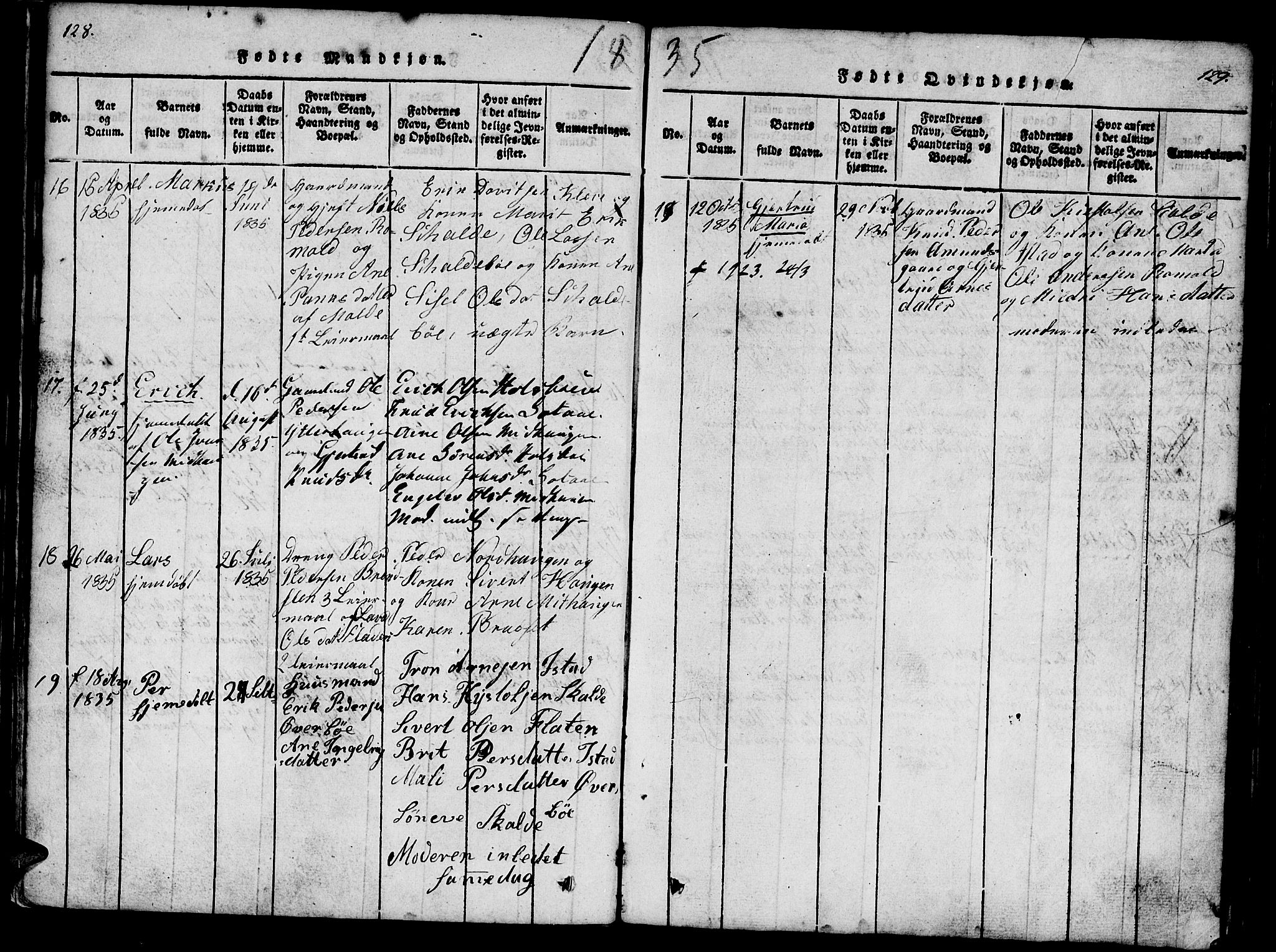 Ministerialprotokoller, klokkerbøker og fødselsregistre - Møre og Romsdal, AV/SAT-A-1454/557/L0679: Parish register (official) no. 557A01, 1818-1843, p. 128-129