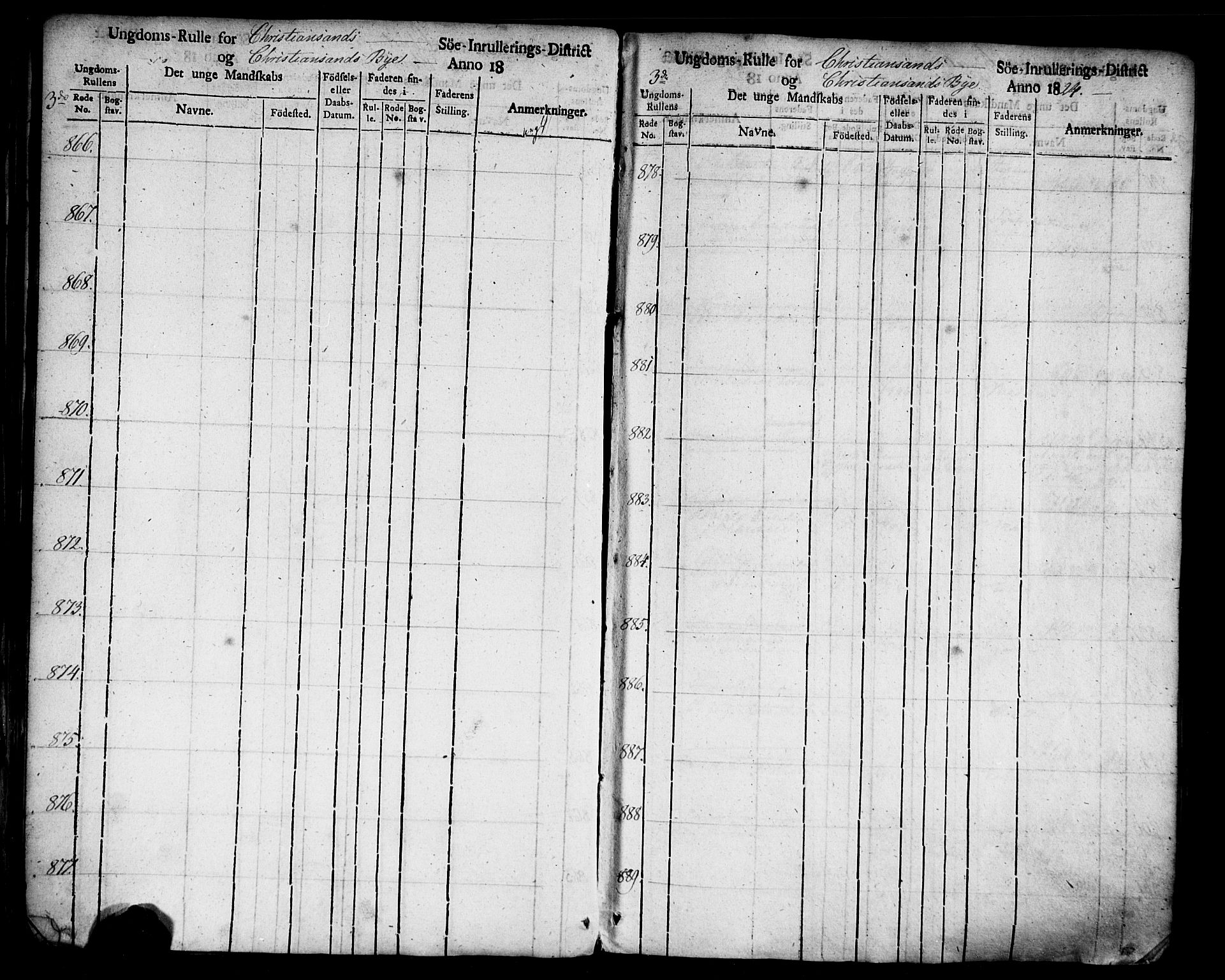 Kristiansand mønstringskrets, AV/SAK-2031-0015/F/Fa/L0001: Ungdomsrulle Kristiansand by nr 1-3616, H-1, 1824-1851, p. 38