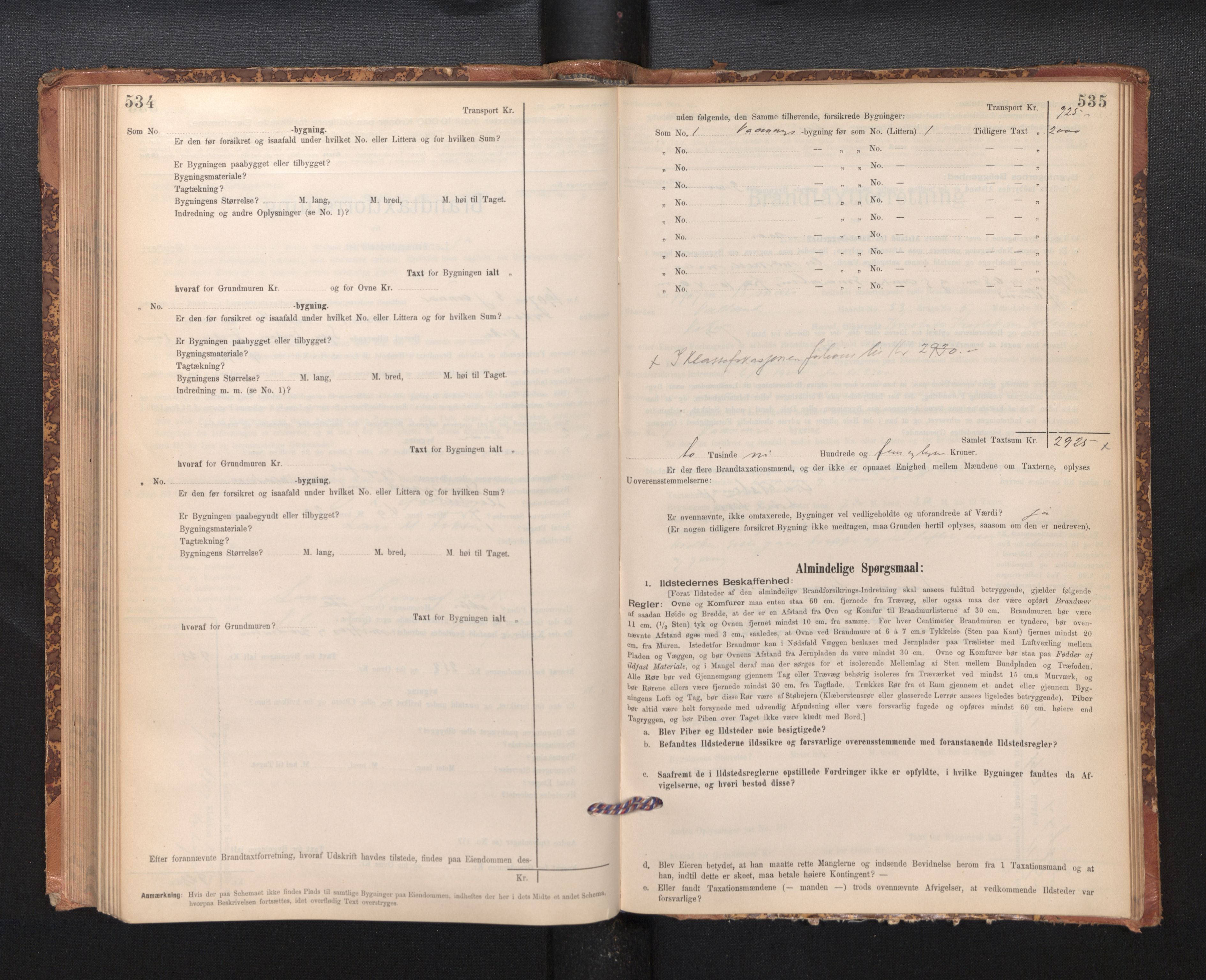 Lensmannen i Kvam, AV/SAB-A-33201/0012/L0005: Branntakstprotokoll, skjematakst, 1894-1913, p. 534-535