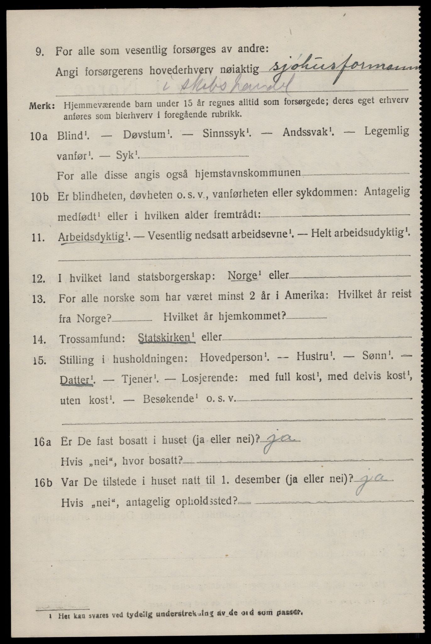 SAST, 1920 census for Torvastad, 1920, p. 4943