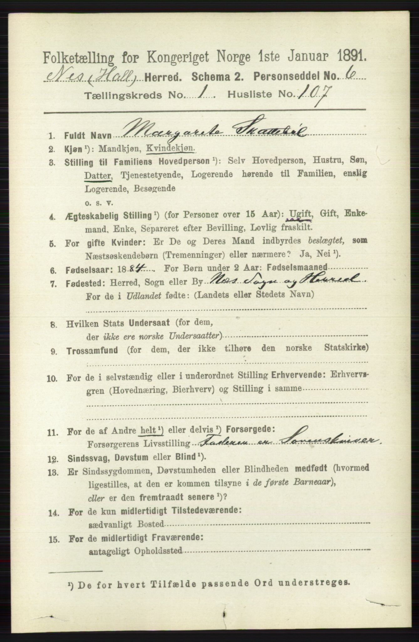 RA, 1891 census for 0616 Nes, 1891, p. 762