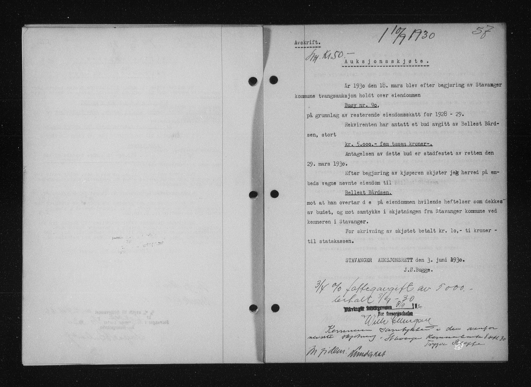 Stavanger byfogd, SAST/A-101408/001/4/41/410/410BB/L0058: Mortgage book no. 48, 1930-1931, Deed date: 10.09.1930