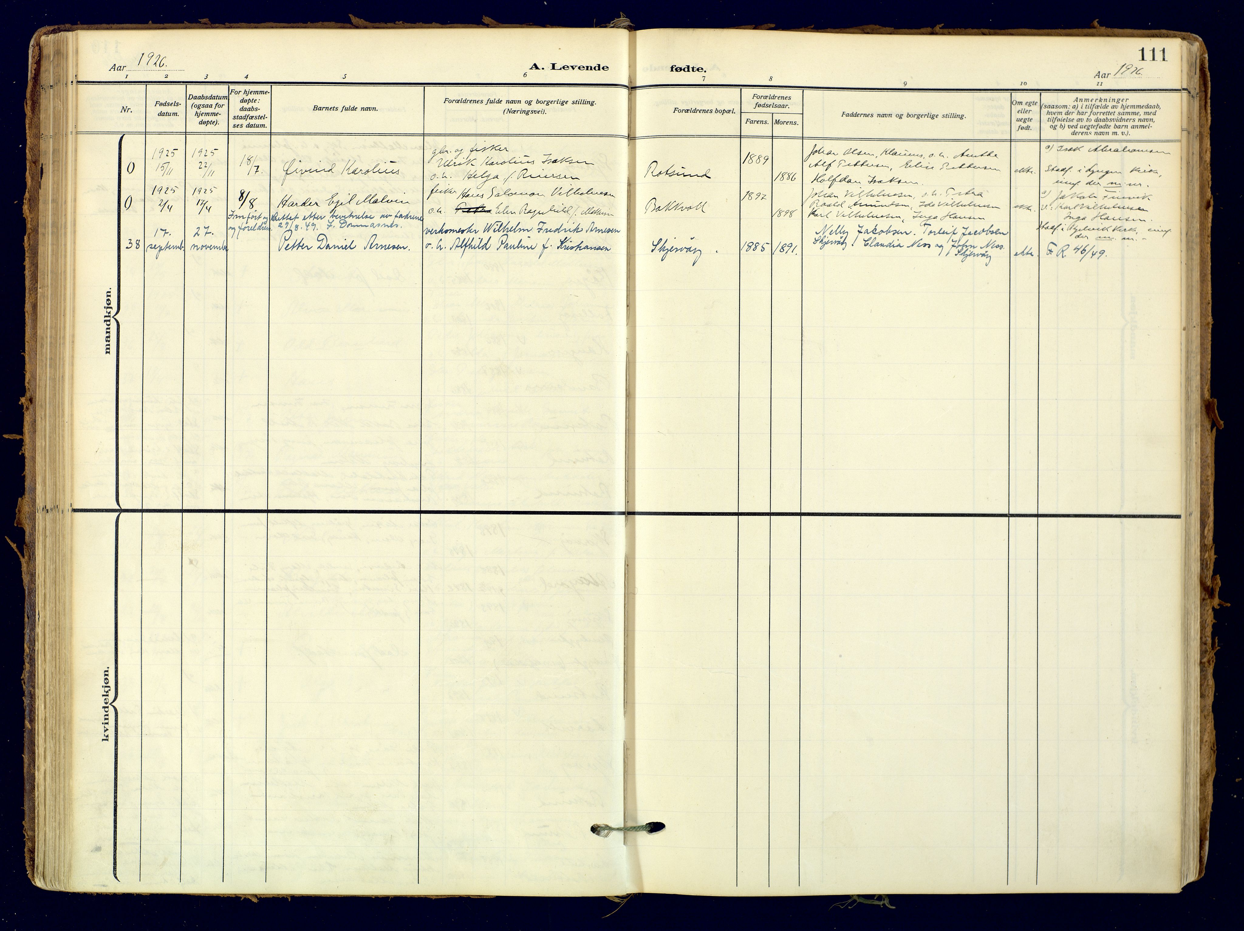 Skjervøy sokneprestkontor, SATØ/S-1300/H/Ha/Haa: Parish register (official) no. 18, 1910-1926, p. 111