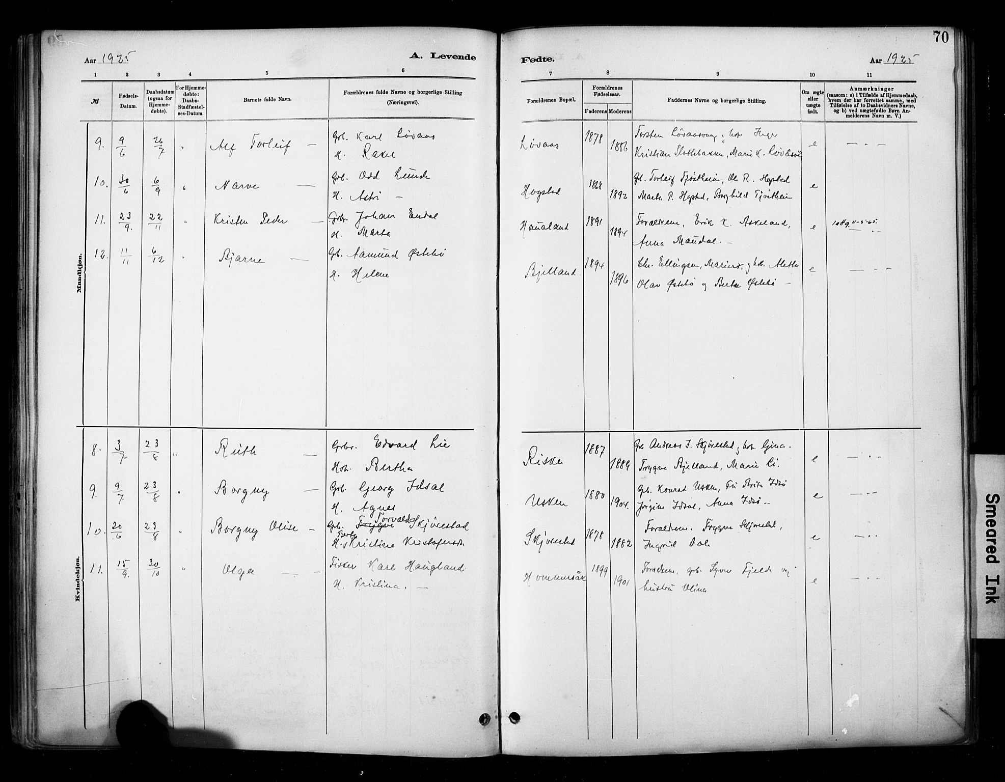 Hetland sokneprestkontor, AV/SAST-A-101826/30/30BA/L0010: Parish register (official) no. A 10, 1882-1925, p. 70