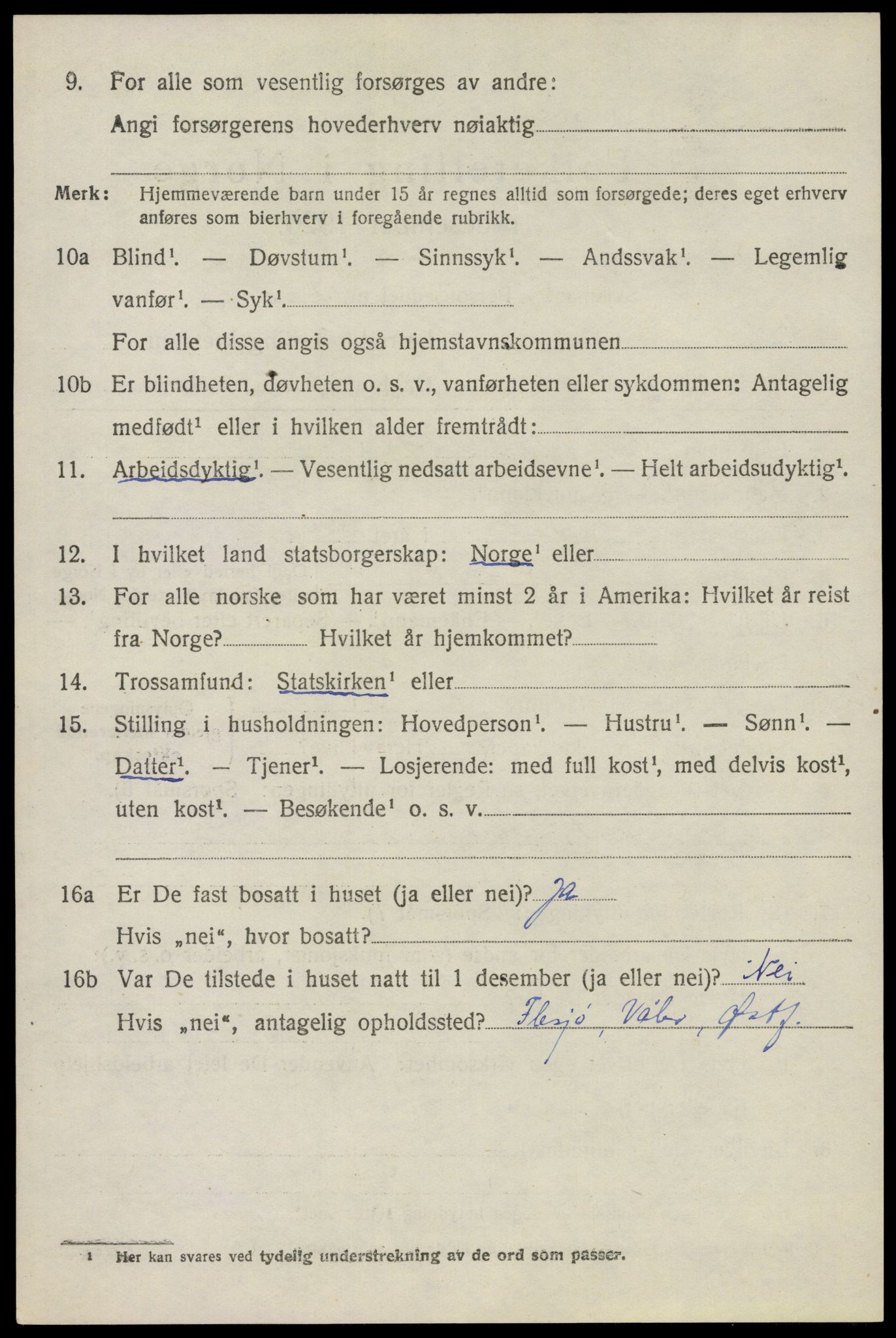 SAO, 1920 census for Våler, 1920, p. 2709