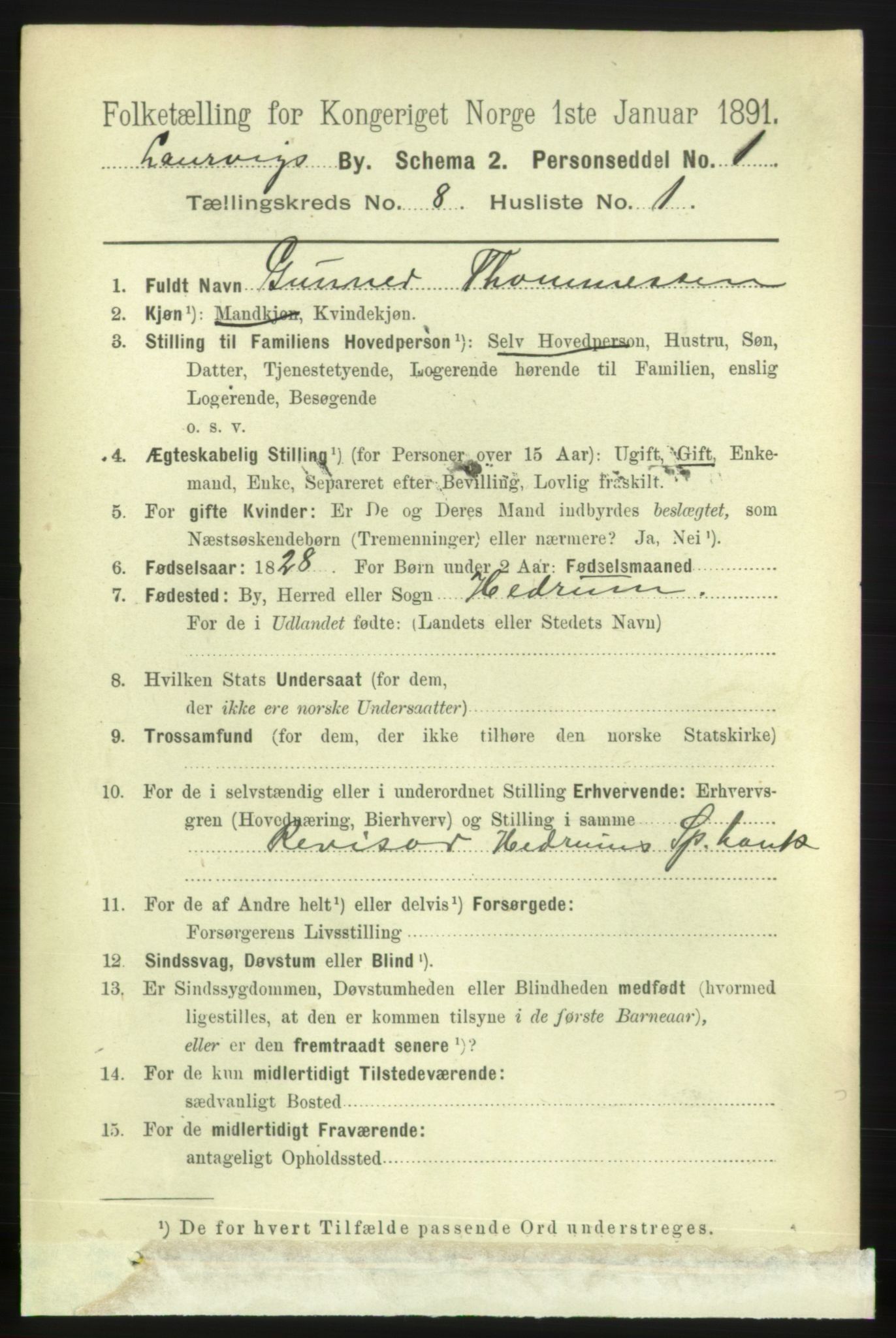 RA, 1891 census for 0707 Larvik, 1891, p. 7817