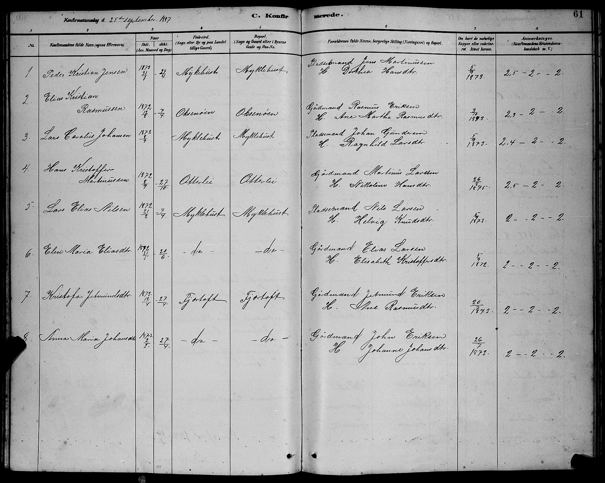 Ministerialprotokoller, klokkerbøker og fødselsregistre - Møre og Romsdal, AV/SAT-A-1454/538/L0523: Parish register (copy) no. 538C01, 1881-1900, p. 61