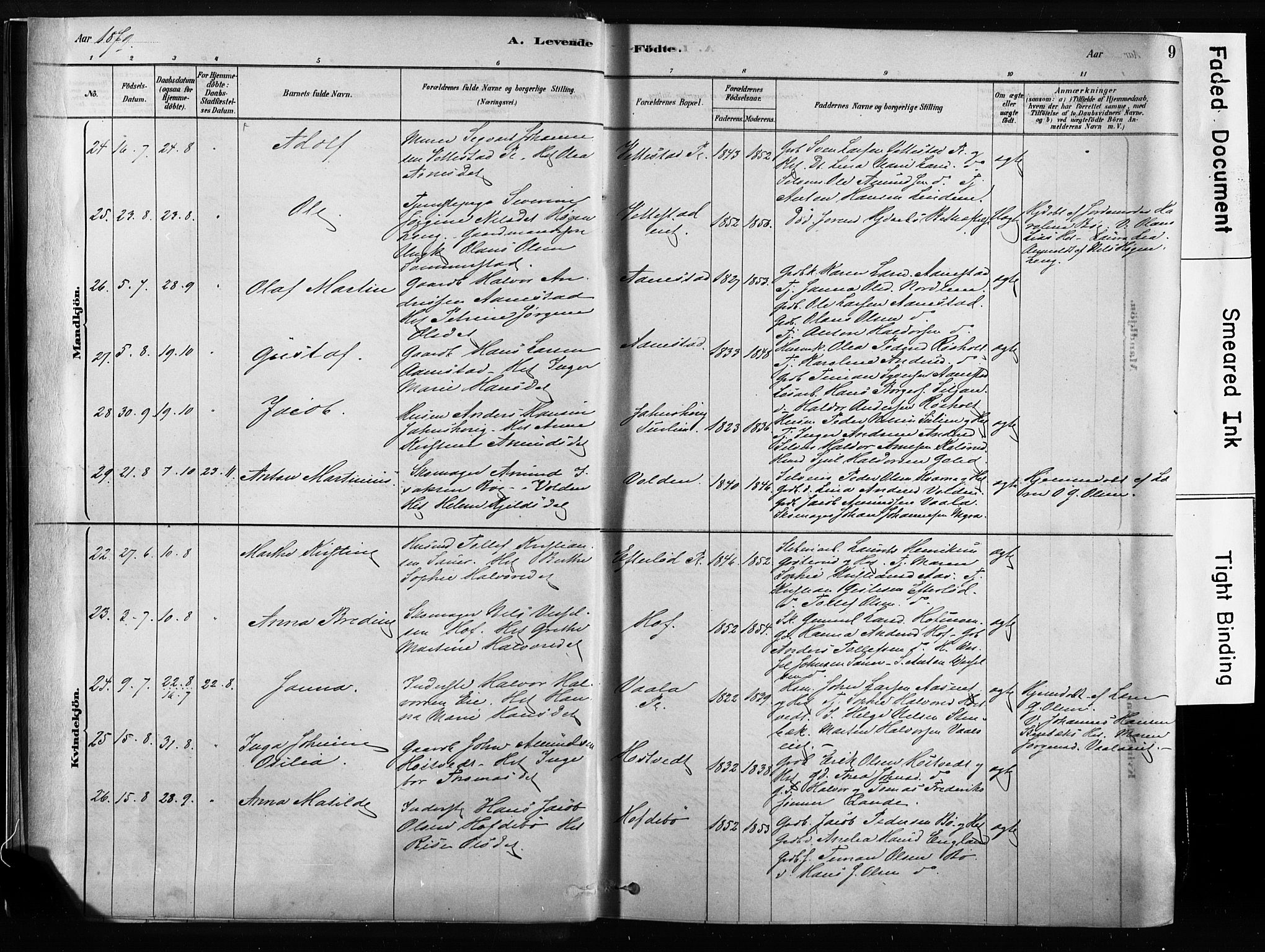 Sandsvær kirkebøker, SAKO/A-244/F/Fb/L0001: Parish register (official) no. II 1, 1878-1906, p. 9