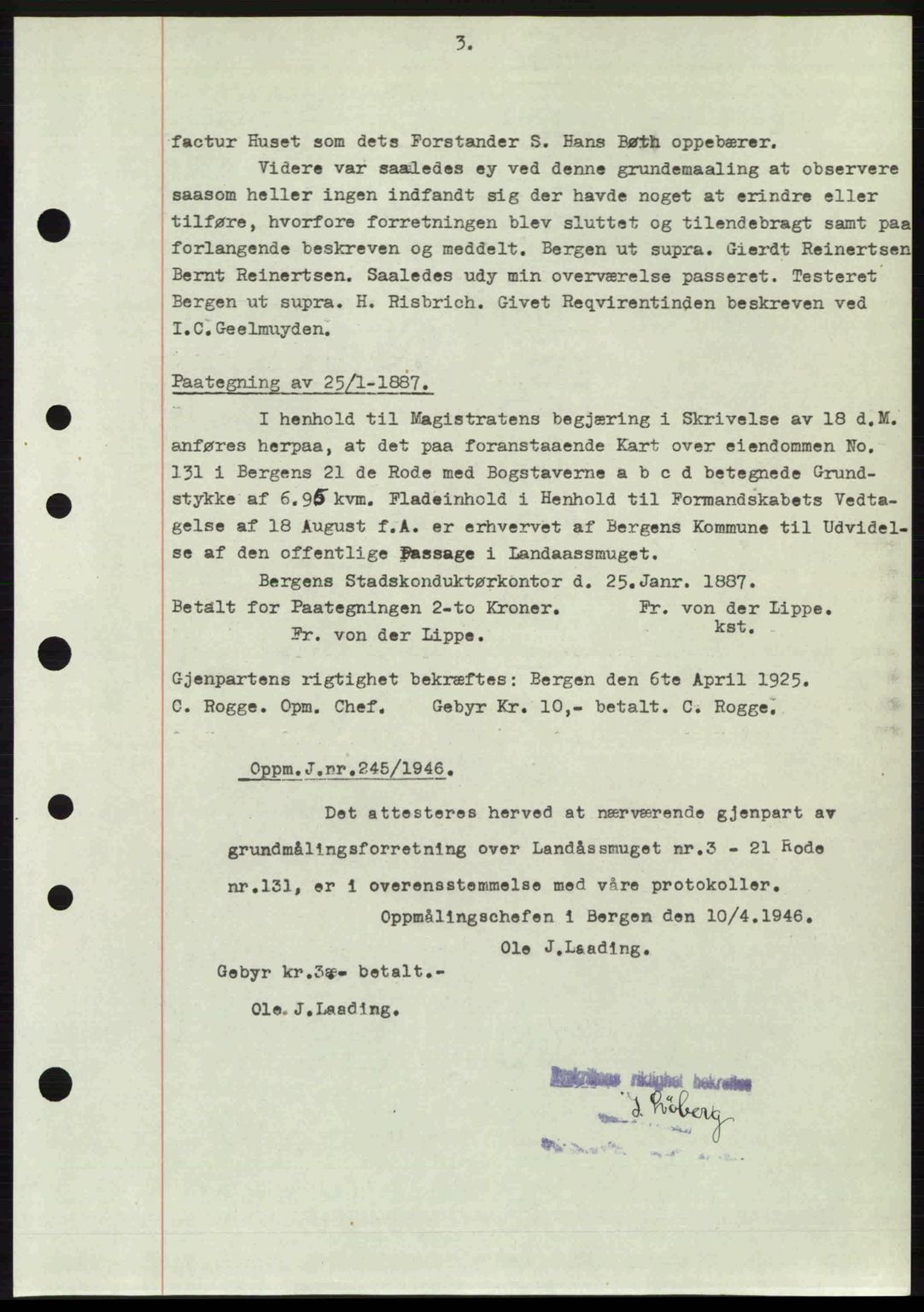 Byfogd og Byskriver i Bergen, AV/SAB-A-3401/03/03Bc/L0022: Mortgage book no. A18, 1946-1946, Diary no: : 2043/1946