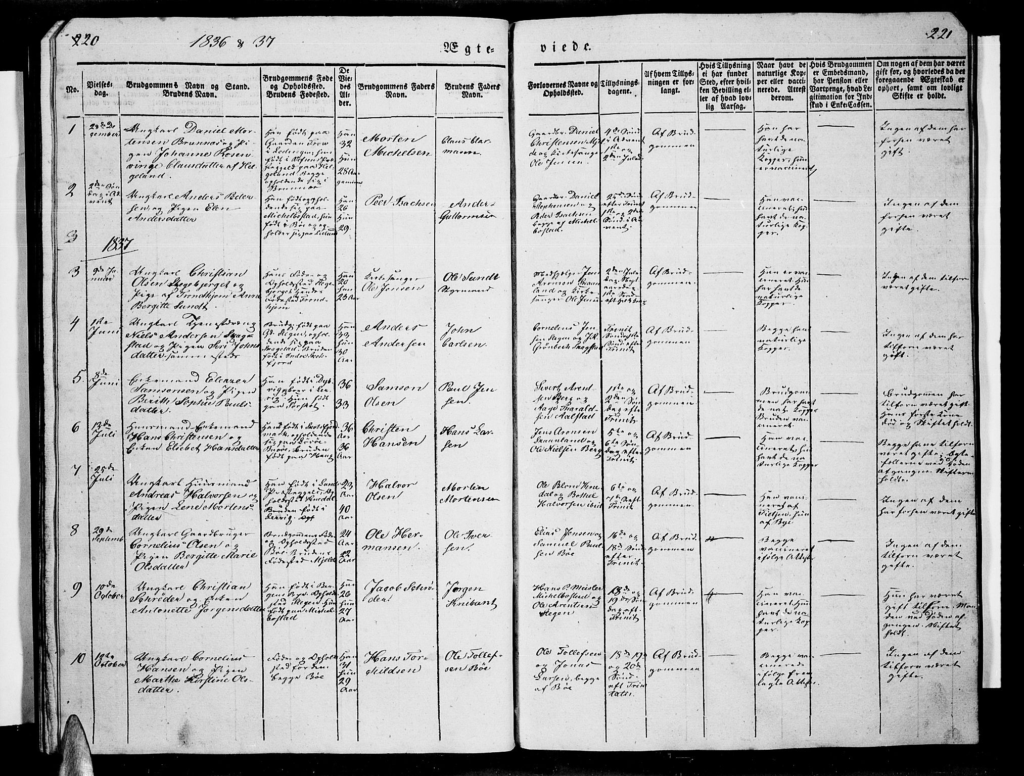 Ministerialprotokoller, klokkerbøker og fødselsregistre - Nordland, AV/SAT-A-1459/855/L0813: Parish register (copy) no. 855C02, 1836-1850, p. 220-221