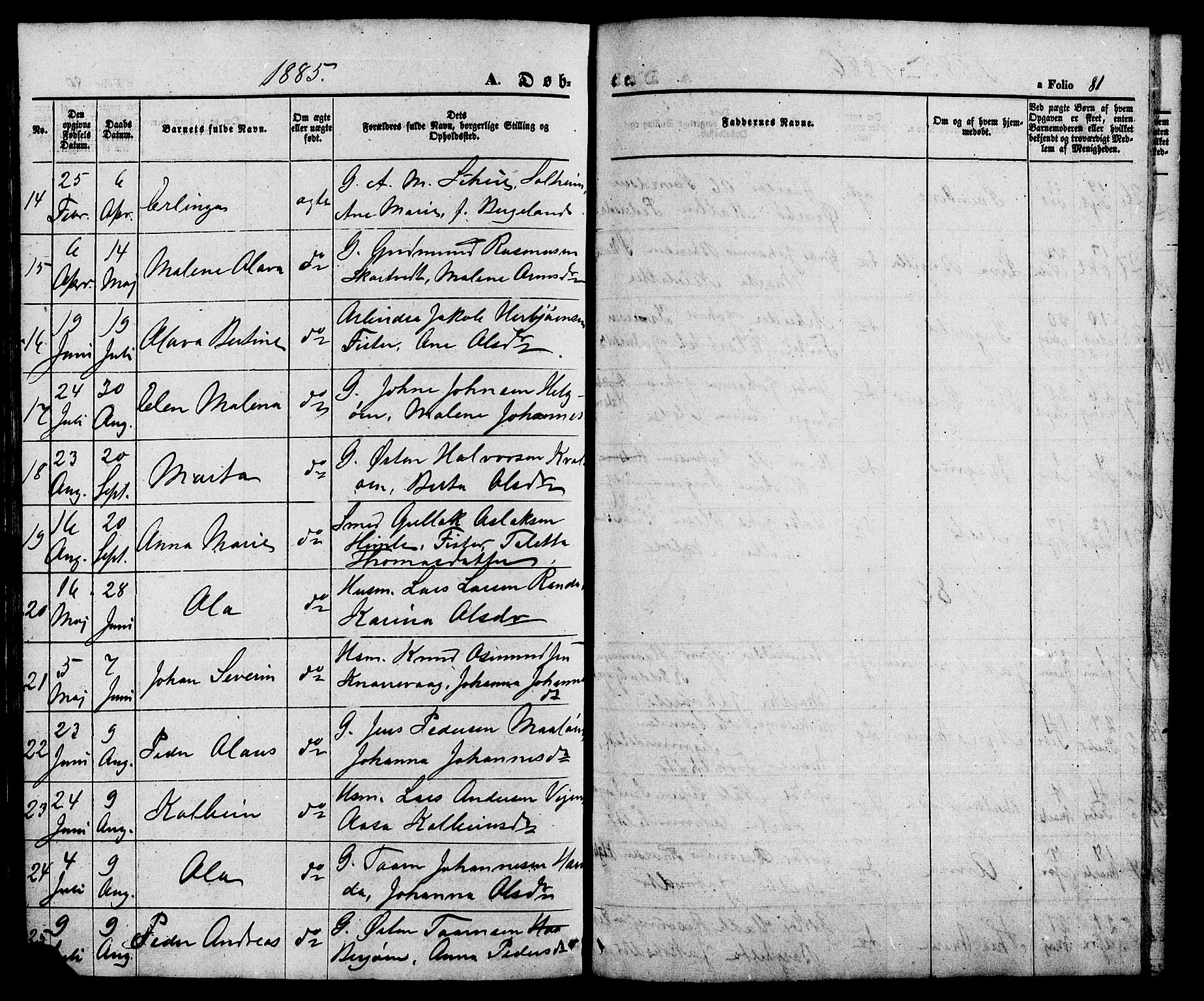 Hjelmeland sokneprestkontor, SAST/A-101843/01/V/L0005: Parish register (copy) no. B 5, 1853-1892, p. 81