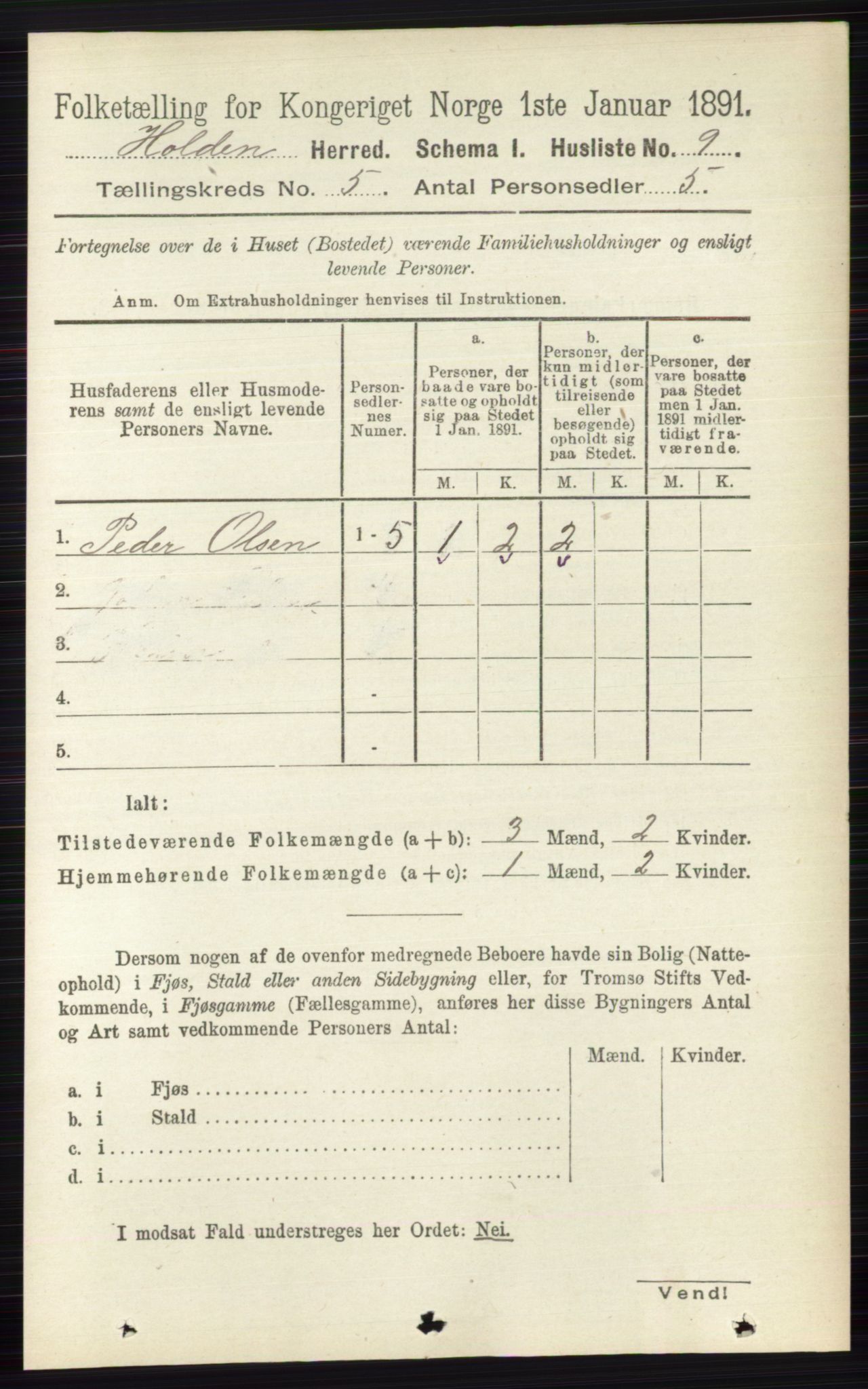 RA, 1891 census for 0819 Holla, 1891, p. 2736