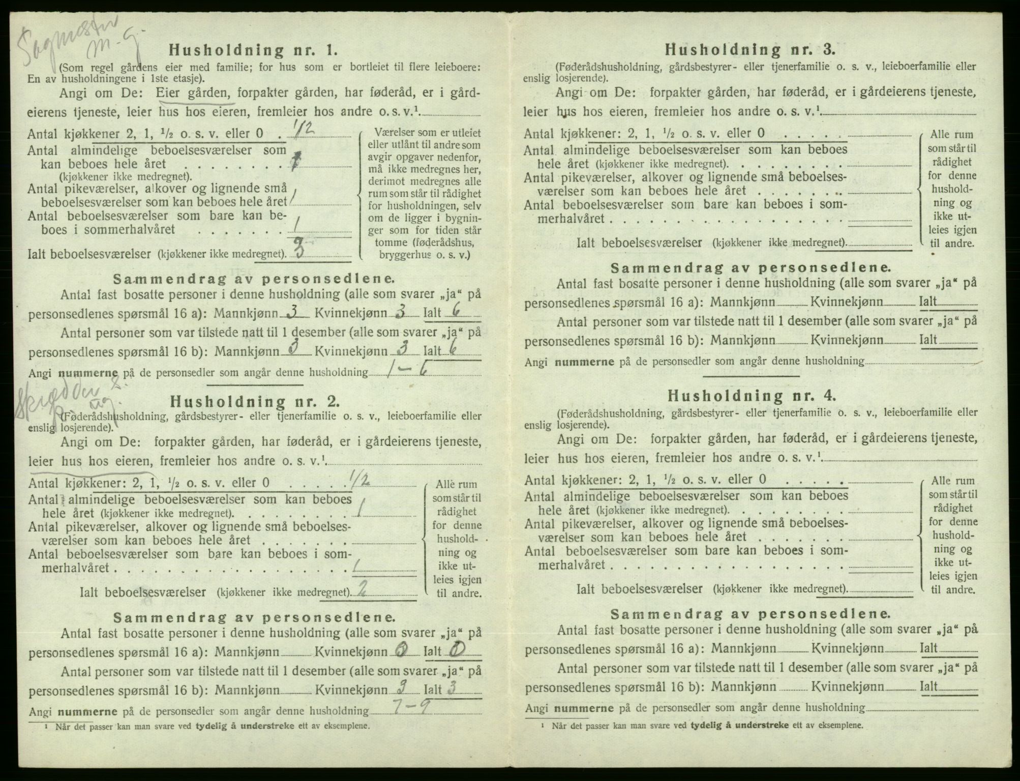 SAB, 1920 census for Ølen, 1920, p. 438