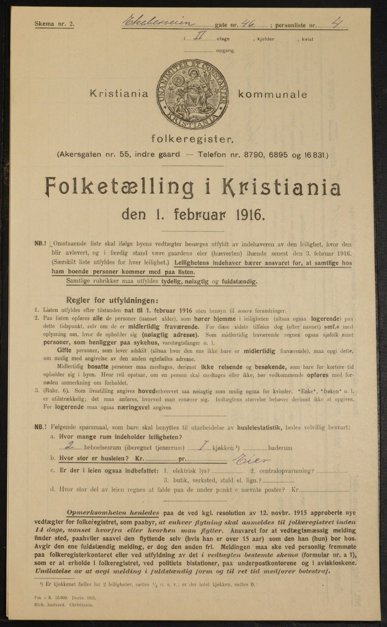 OBA, Municipal Census 1916 for Kristiania, 1916, p. 20730