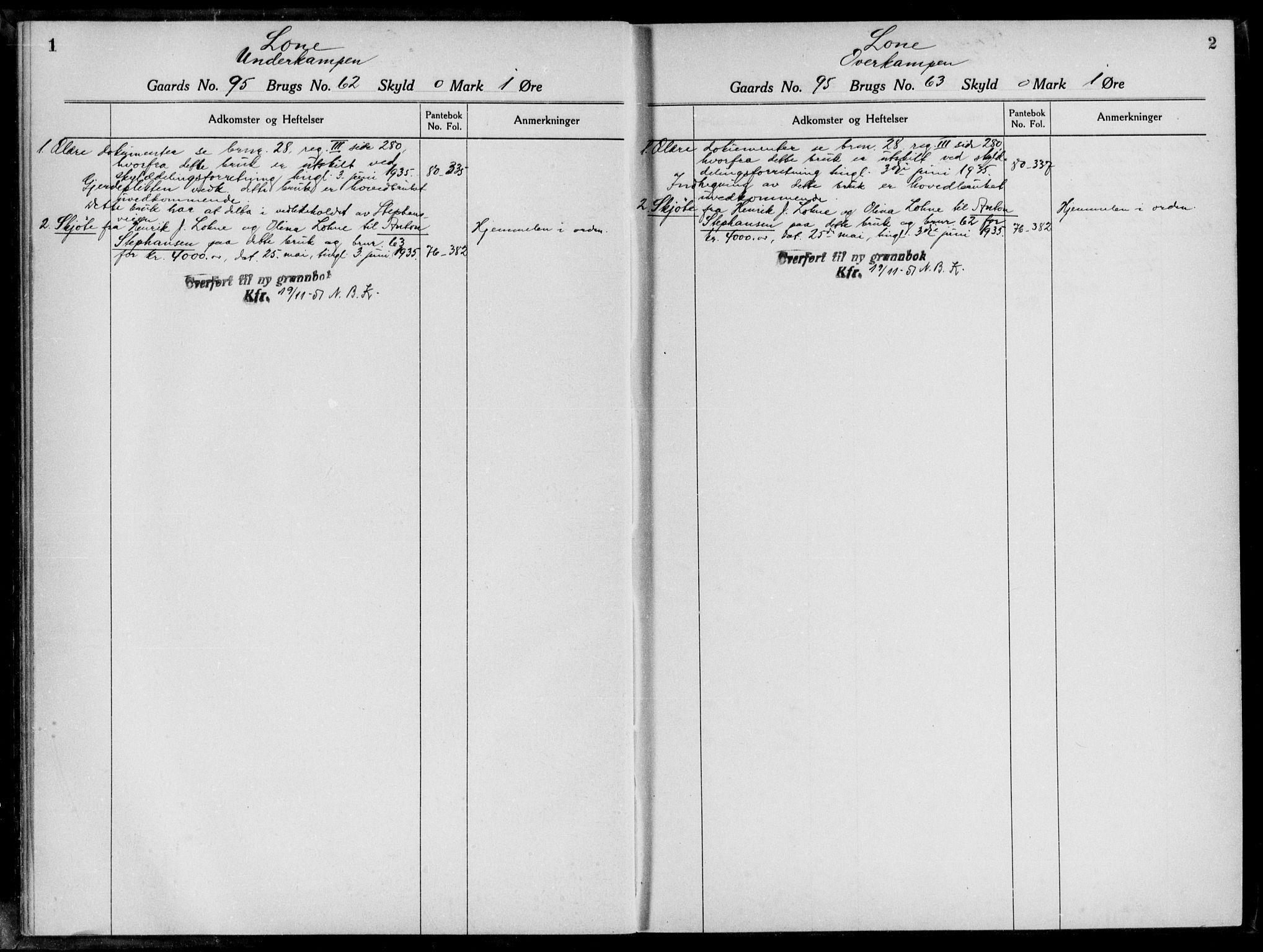 Nordhordland sorenskrivar, SAB/A-2901/1/G/Ga/Gaaa/L0023: Mortgage register no. II.A.a.23, 1893-1952, p. 1-2