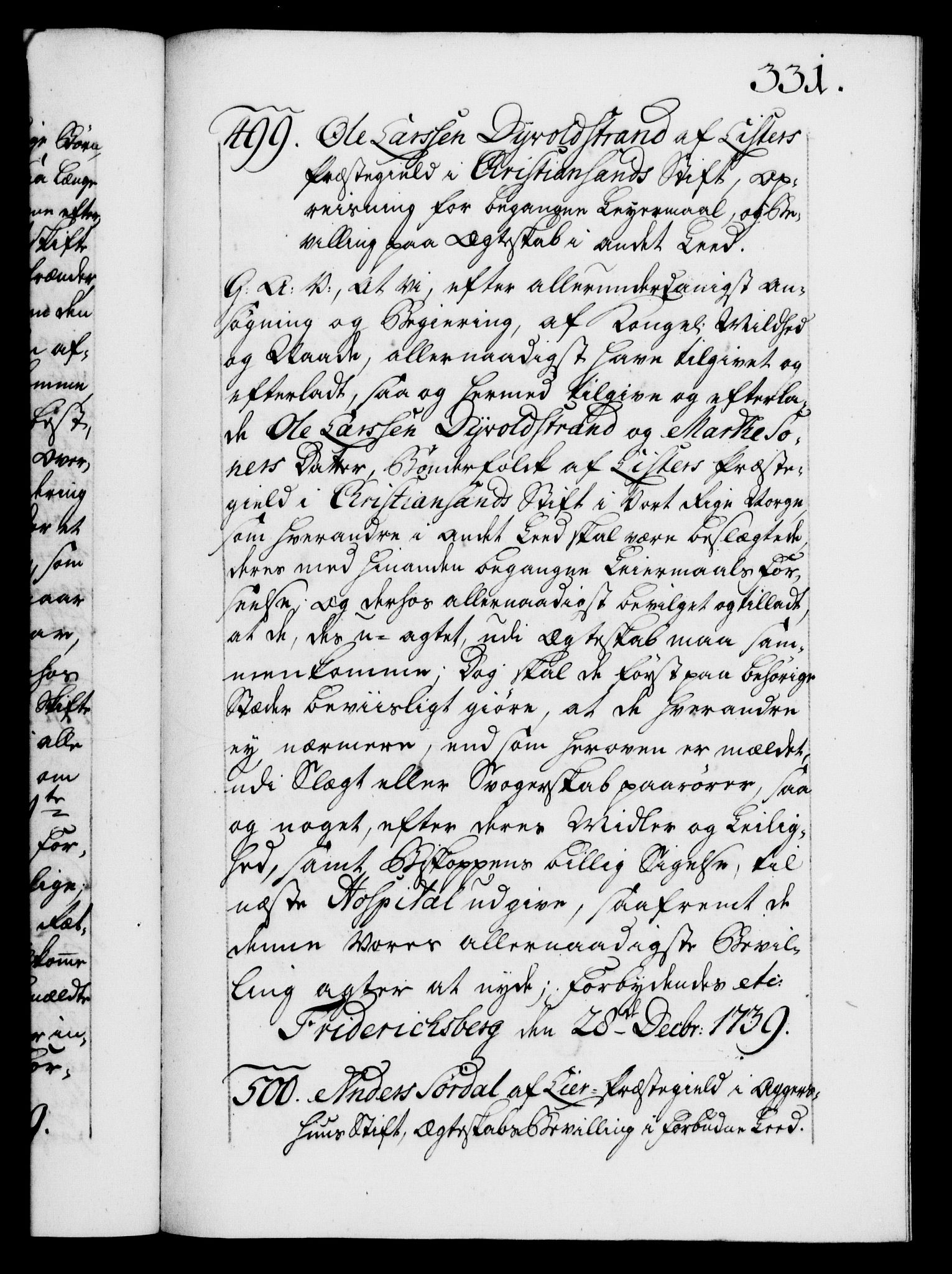 Danske Kanselli 1572-1799, AV/RA-EA-3023/F/Fc/Fca/Fcaa/L0031: Norske registre, 1739-1740, p. 331a