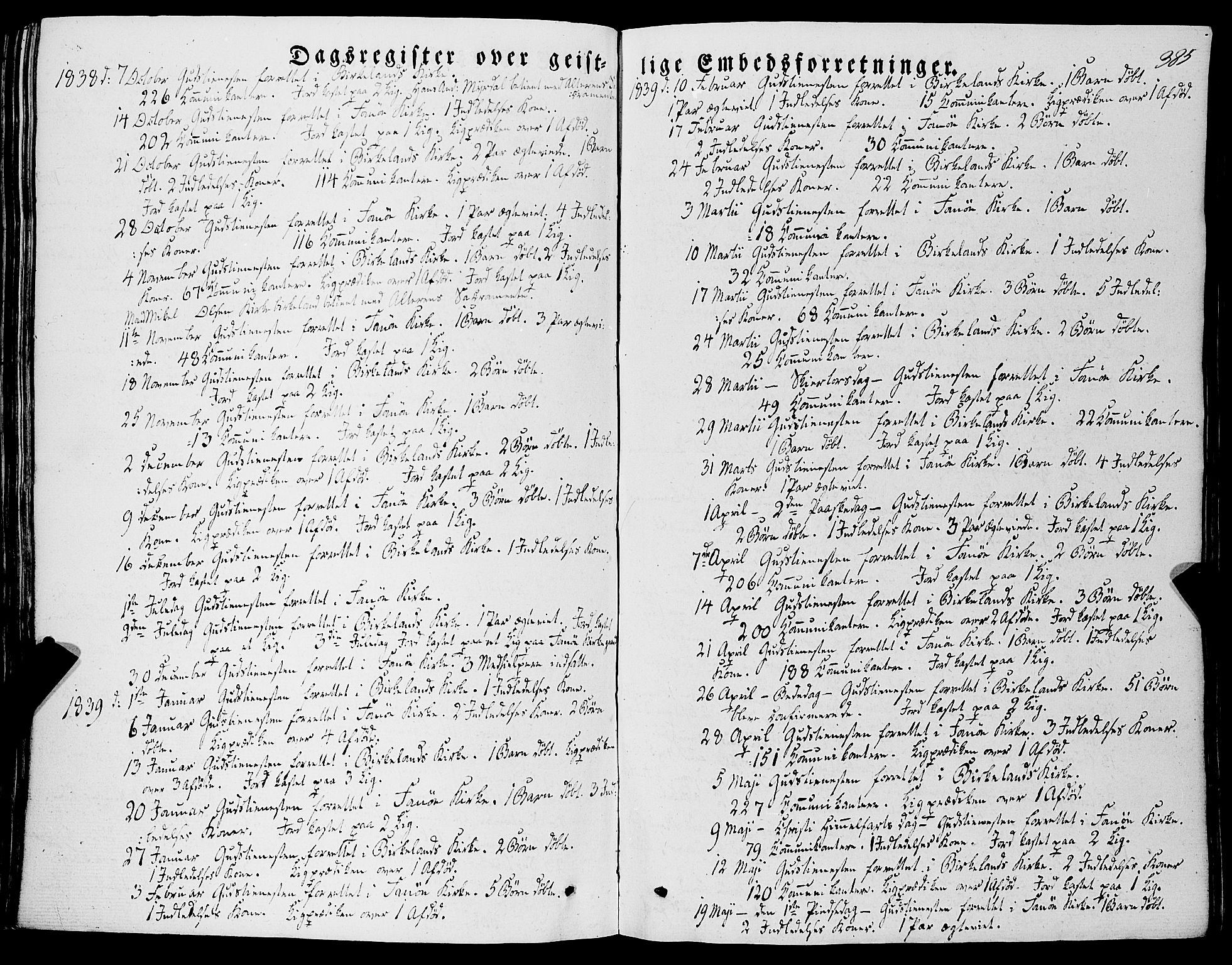 Fana Sokneprestembete, SAB/A-75101/H/Haa/Haaa/L0008: Parish register (official) no. A 8, 1829-1851, p. 385