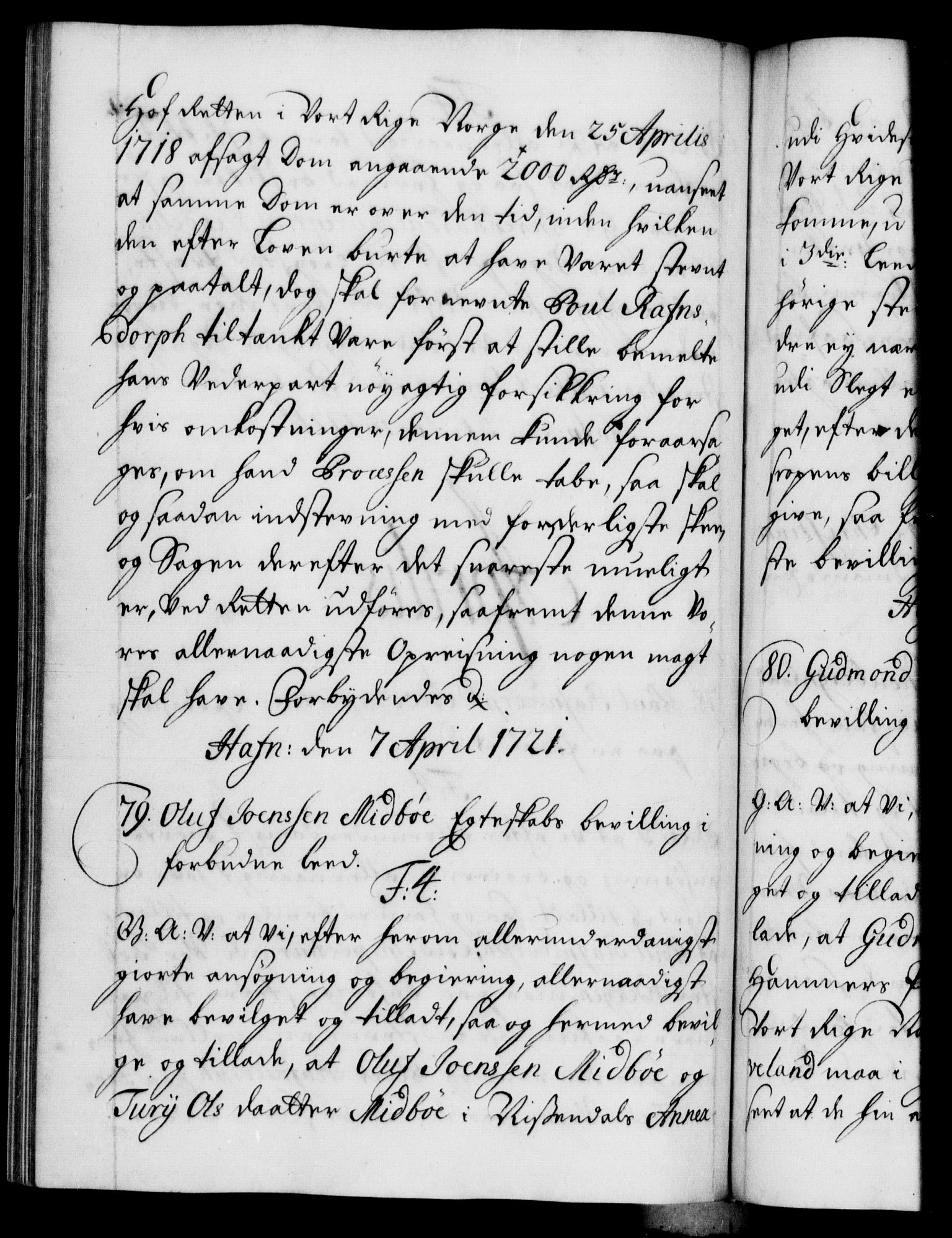 Danske Kanselli 1572-1799, RA/EA-3023/F/Fc/Fca/Fcaa/L0023: Norske registre, 1720-1722, p. 259b