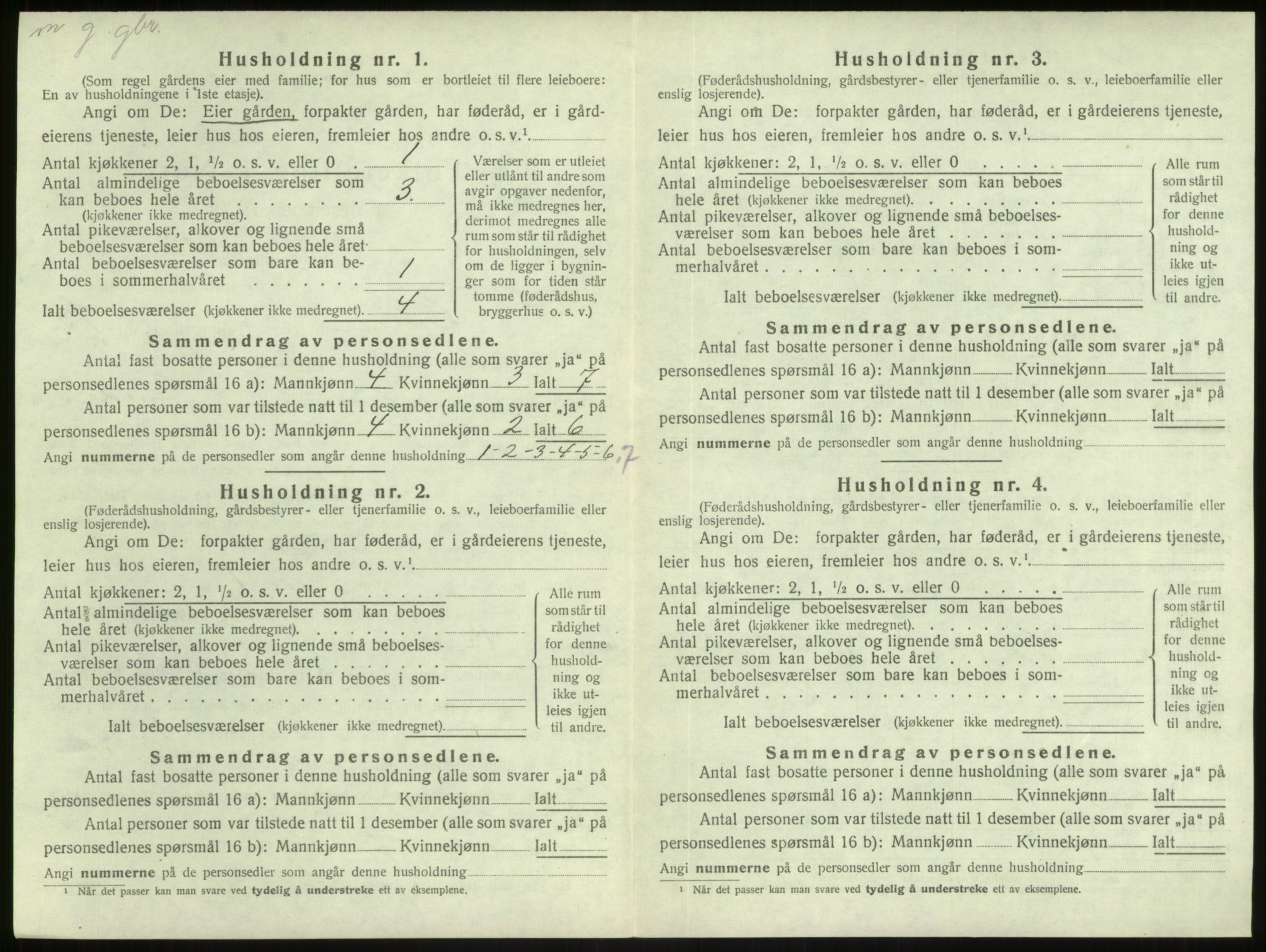 SAB, 1920 census for Gulen, 1920, p. 833