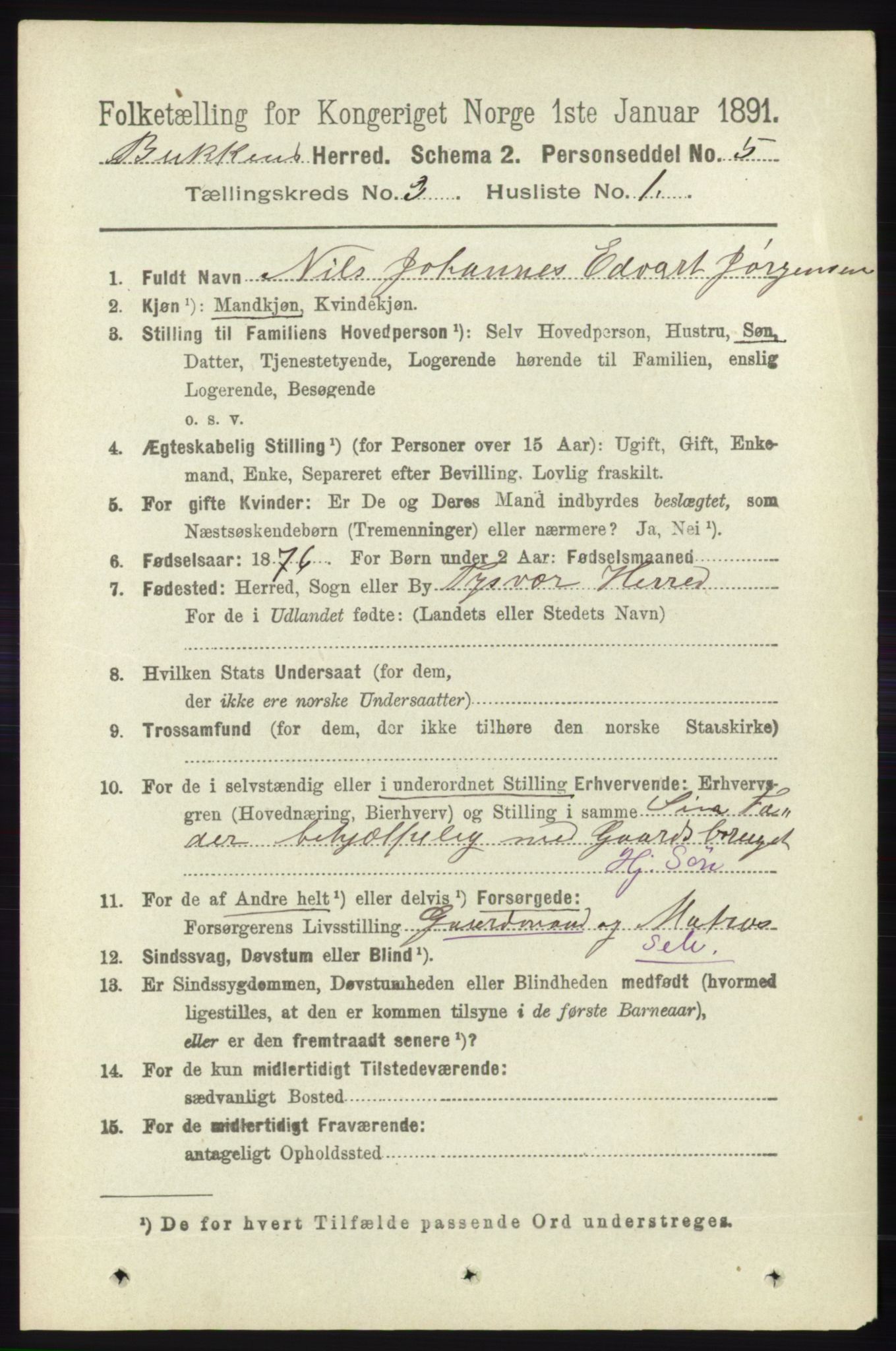 RA, 1891 census for 1145 Bokn, 1891, p. 630