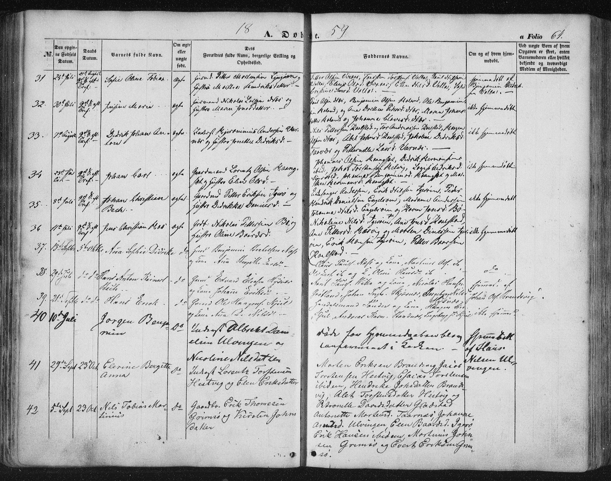 Ministerialprotokoller, klokkerbøker og fødselsregistre - Nordland, AV/SAT-A-1459/816/L0240: Parish register (official) no. 816A06, 1846-1870, p. 64