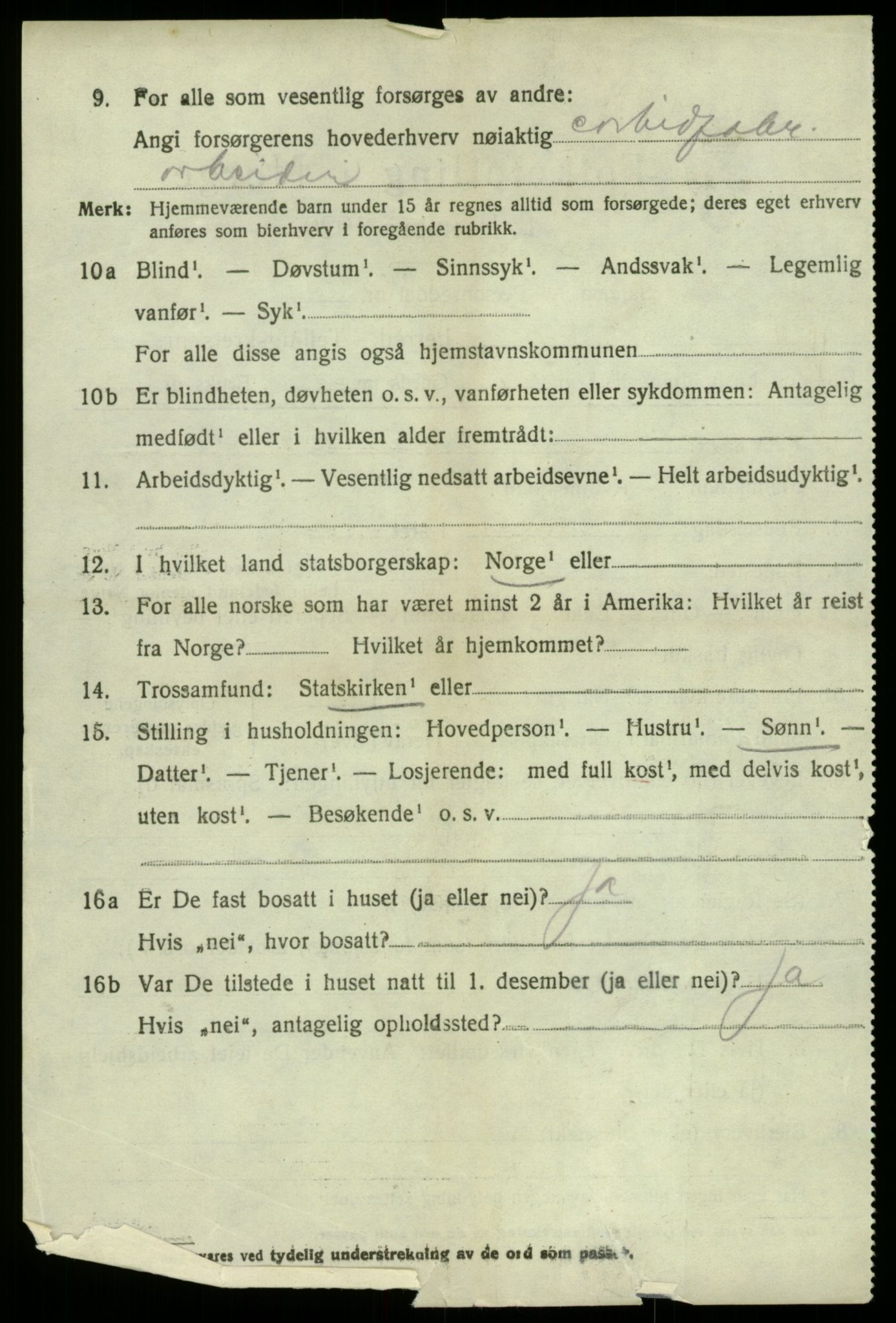 SAB, 1920 census for Odda, 1920, p. 10792