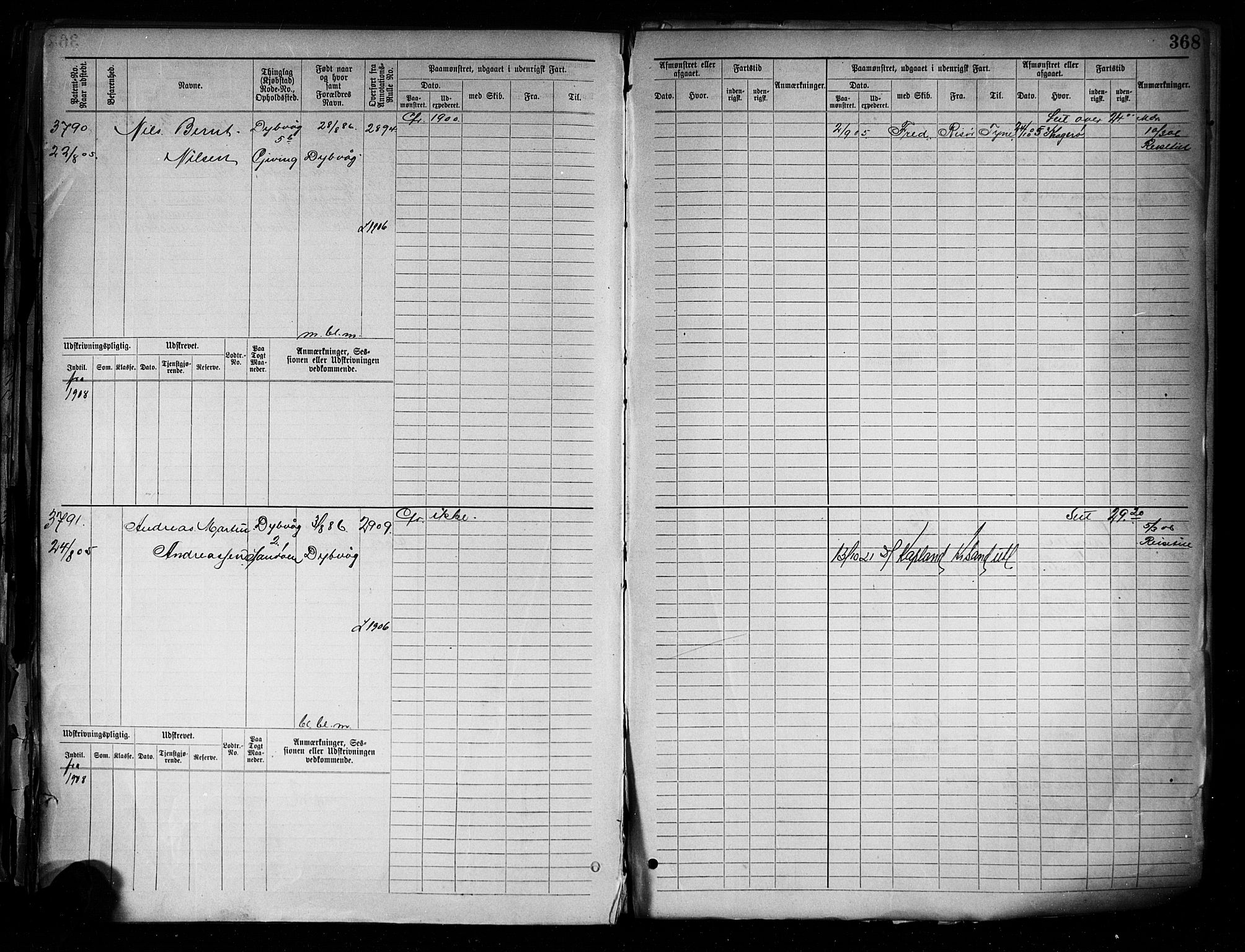 Tvedestrand mønstringskrets, AV/SAK-2031-0011/F/Fb/L0005: Hovedrulle A nr 3057-3817, R-6, 1890-1920, p. 377