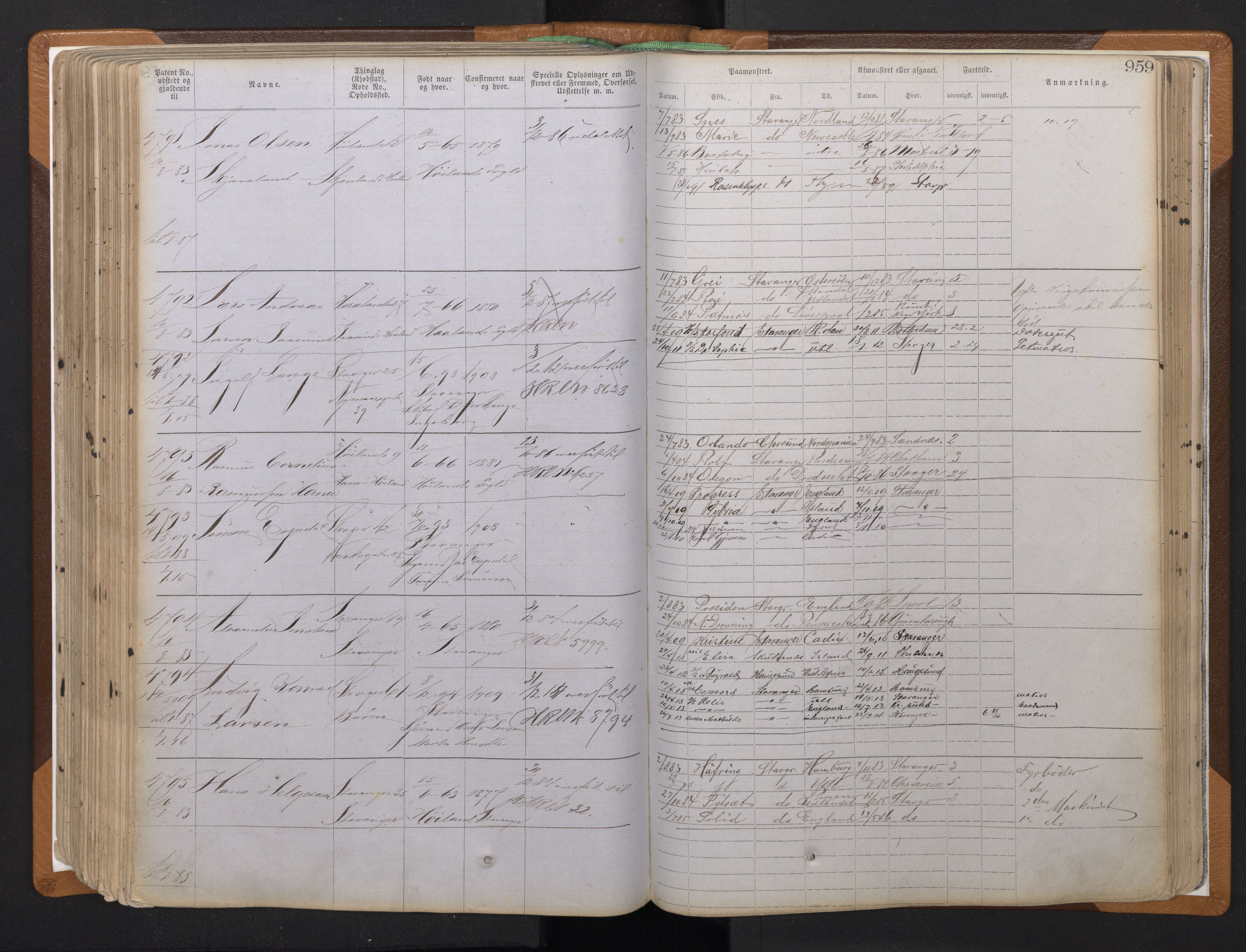 Stavanger sjømannskontor, AV/SAST-A-102006/F/Ff/L0010: Annotasjonsrulle, patentnr. 3605-5225 (dublett), 1878-1900, p. 241