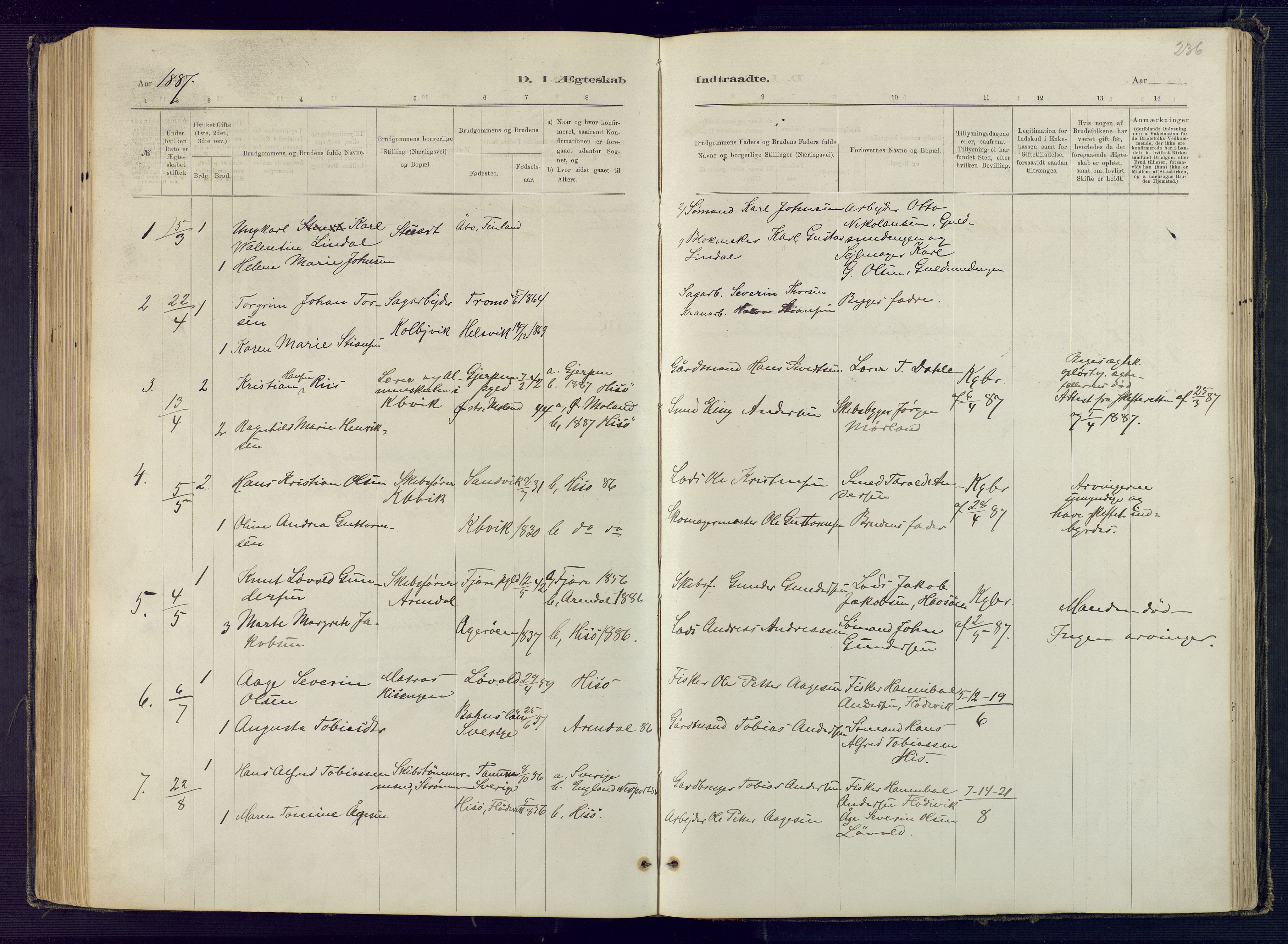 Hisøy sokneprestkontor, SAK/1111-0020/F/Fb/L0003: Parish register (copy) no. B 3, 1885-1905, p. 236