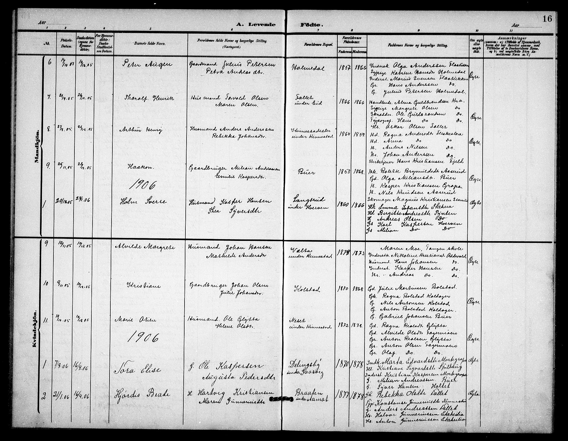 Høland prestekontor Kirkebøker, AV/SAO-A-10346a/G/Gc/L0001: Parish register (copy) no. III 1, 1902-1911, p. 16