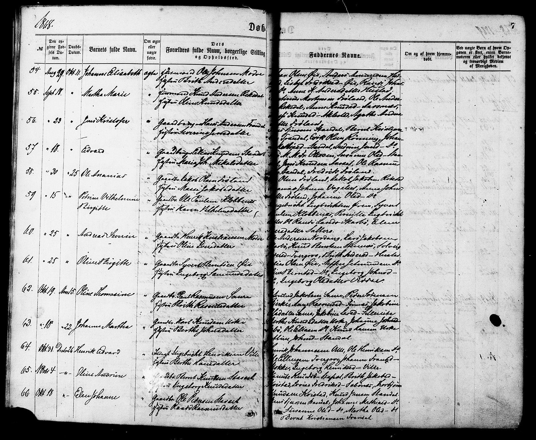 Ministerialprotokoller, klokkerbøker og fødselsregistre - Møre og Romsdal, SAT/A-1454/515/L0210: Parish register (official) no. 515A06, 1868-1885, p. 7