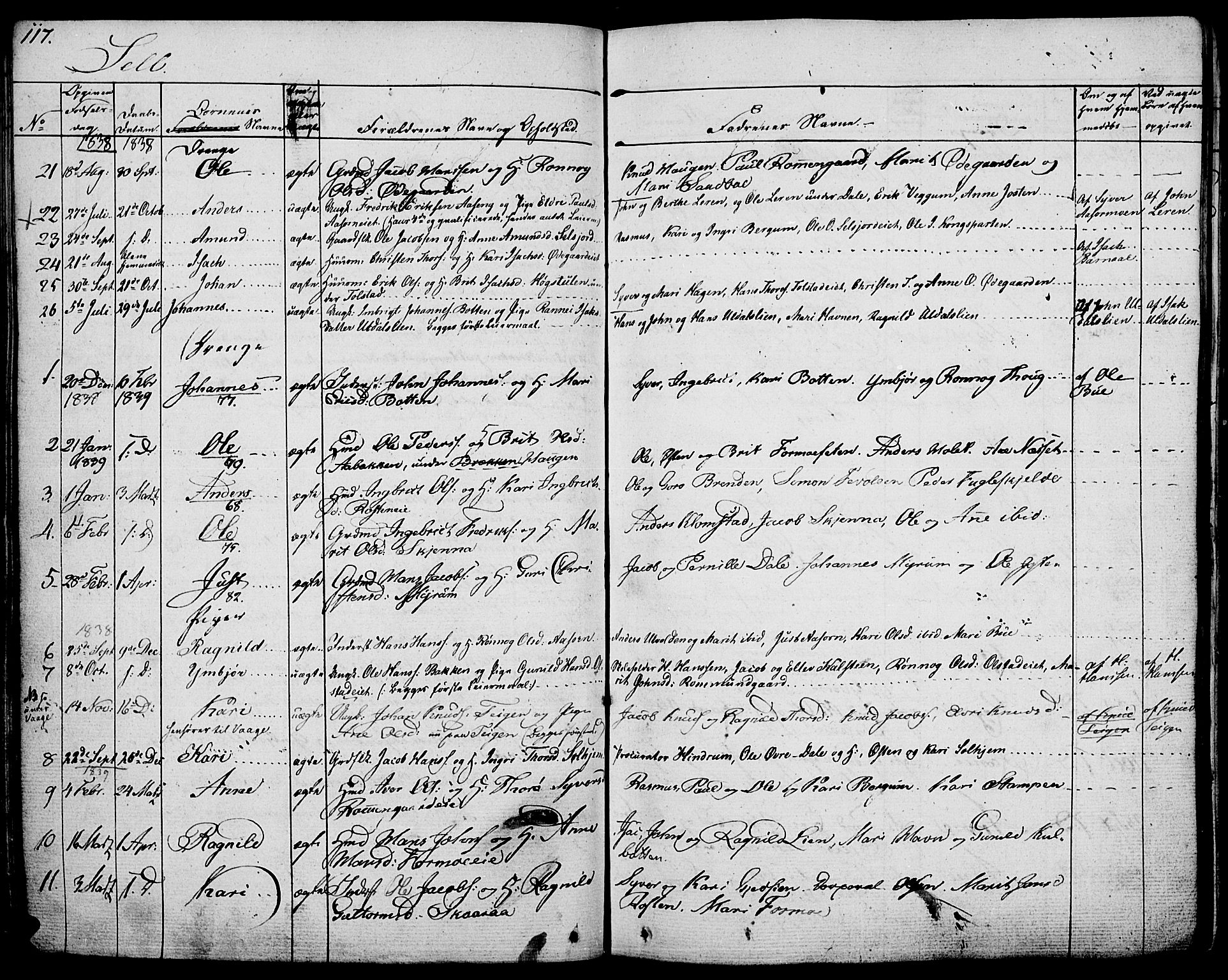 Vågå prestekontor, SAH/PREST-076/H/Ha/Haa/L0004: Parish register (official) no. 4 /3, 1834-1842, p. 117