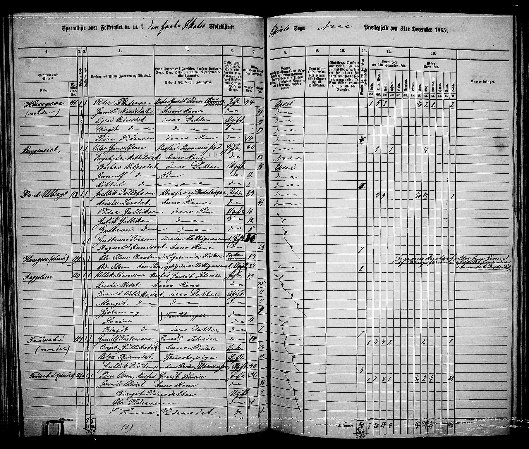 RA, 1865 census for Nore, 1865, p. 99