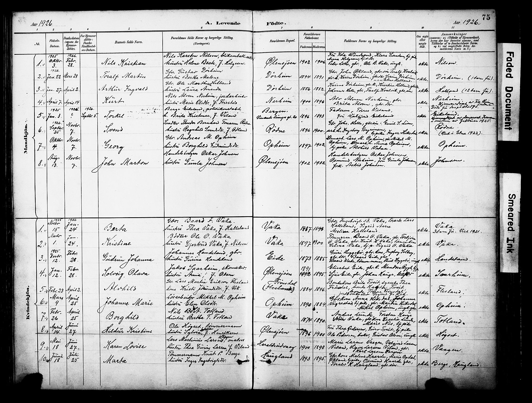 Ølen Sokneprestembete, AV/SAB-A-79201/H/Hab: Parish register (copy) no. A 4, 1888-1930, p. 75