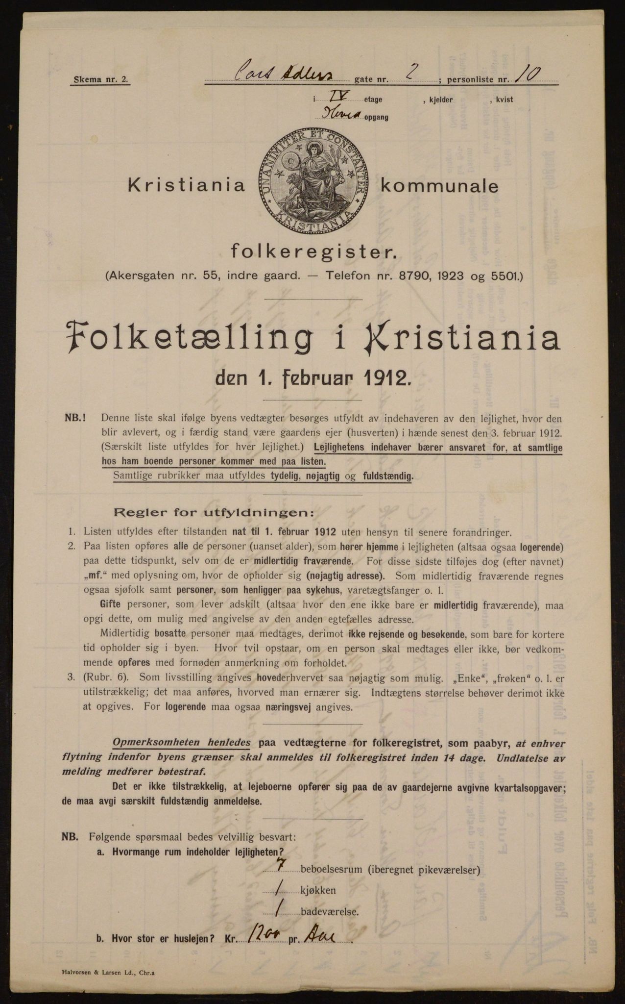 OBA, Municipal Census 1912 for Kristiania, 1912, p. 13510