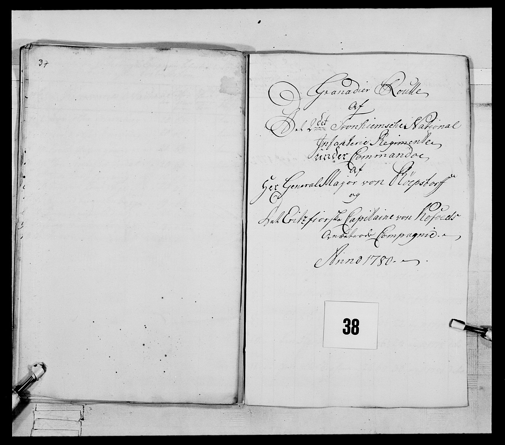 Generalitets- og kommissariatskollegiet, Det kongelige norske kommissariatskollegium, RA/EA-5420/E/Eh/L0078: 2. Trondheimske nasjonale infanteriregiment, 1779-1780, p. 199