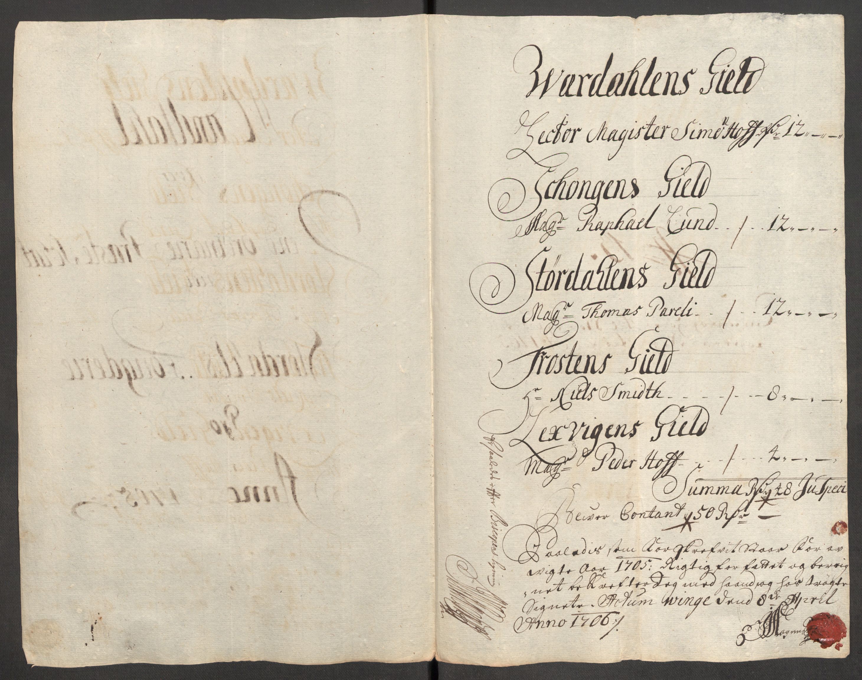Rentekammeret inntil 1814, Reviderte regnskaper, Fogderegnskap, RA/EA-4092/R62/L4196: Fogderegnskap Stjørdal og Verdal, 1705-1706, p. 191