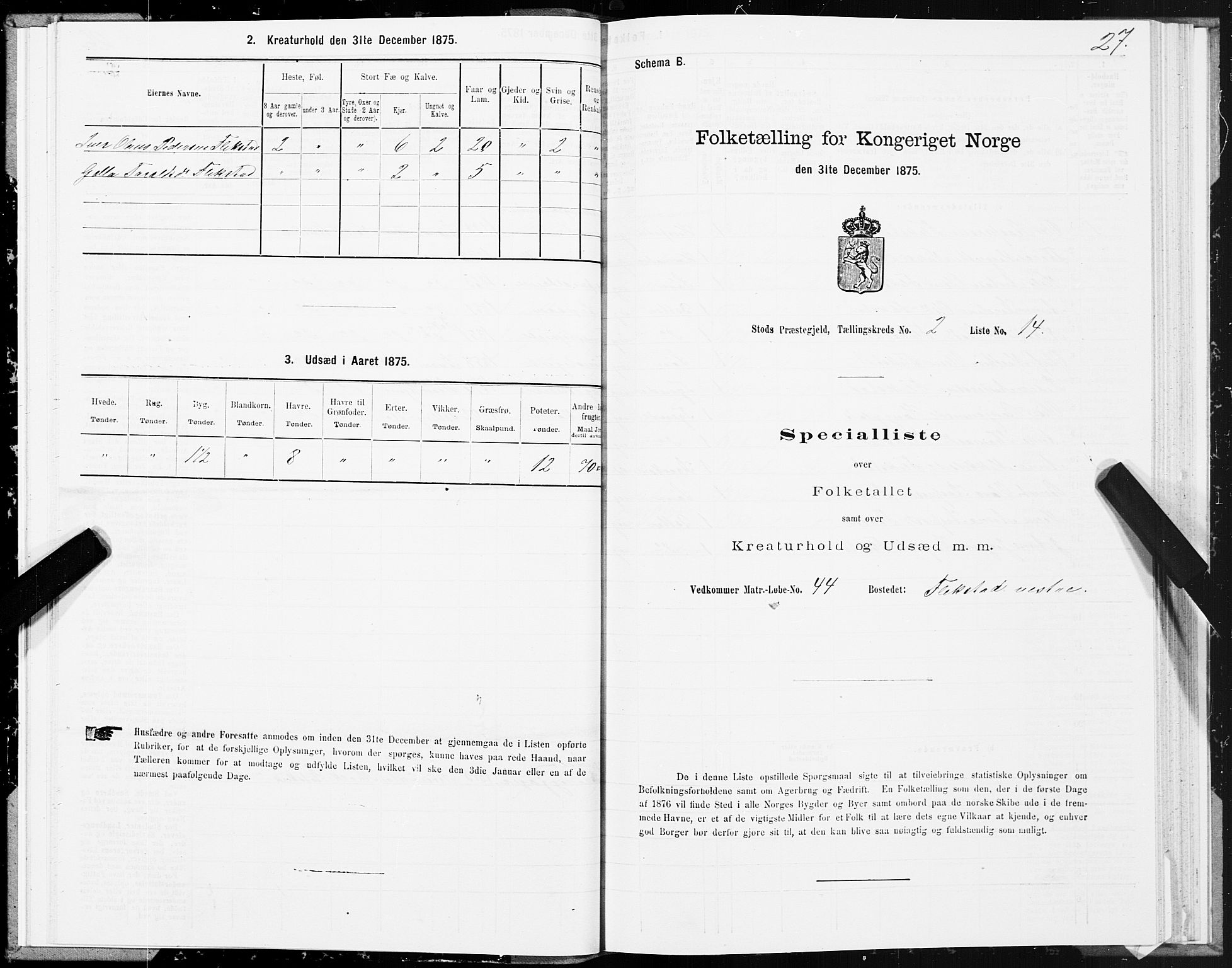 SAT, 1875 census for 1734P Stod, 1875, p. 2027