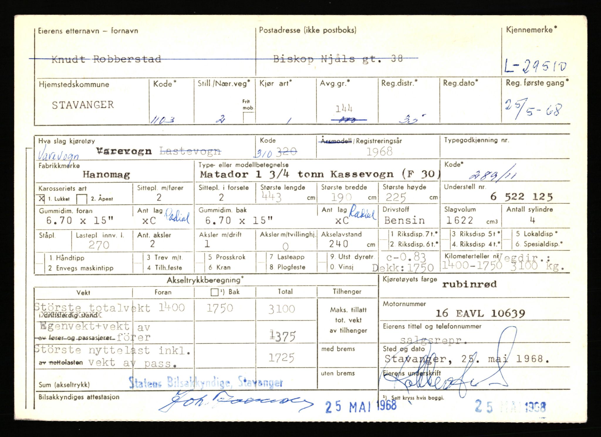 Stavanger trafikkstasjon, AV/SAST-A-101942/0/F/L0048: L-29100 - L-29899, 1930-1971, p. 1123