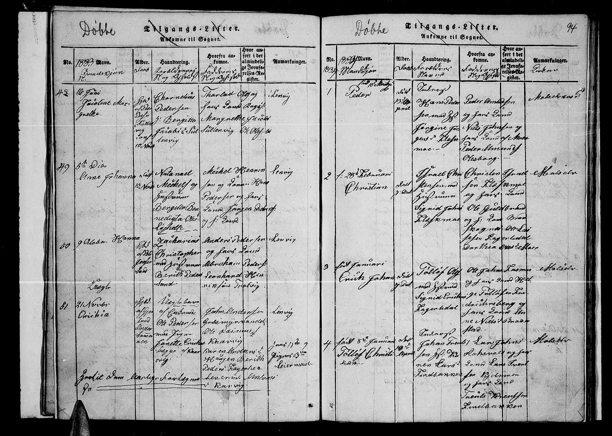 Lenvik sokneprestembete, SATØ/S-1310/H/Ha/Hab/L0001klokker: Parish register (copy) no. 1, 1822-1837, p. 94