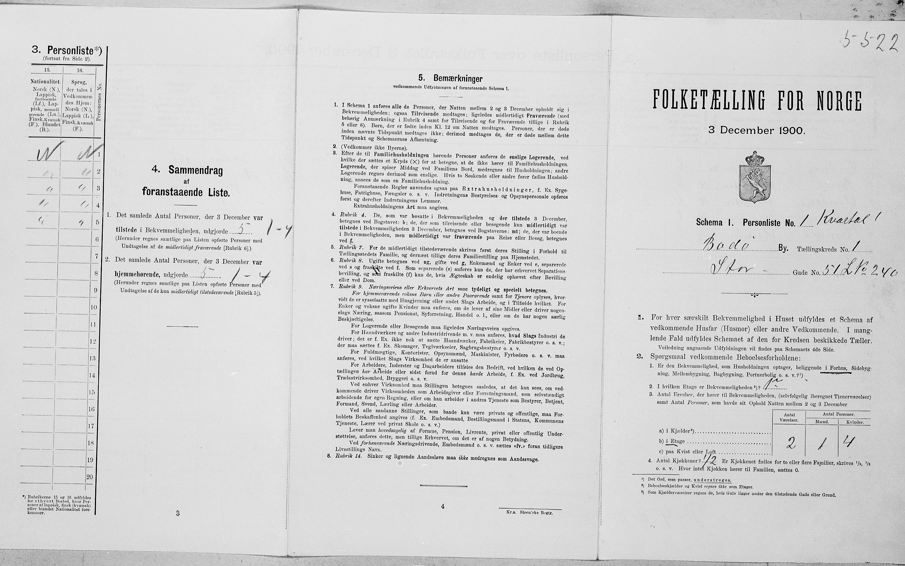 SAT, 1900 census for Bodø, 1900, p. 76