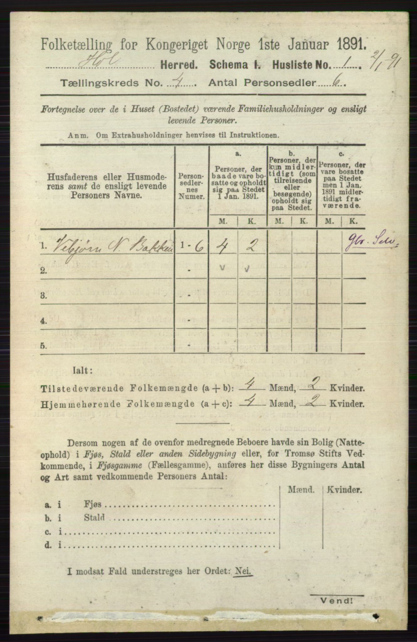 RA, 1891 census for 0620 Hol, 1891, p. 1226