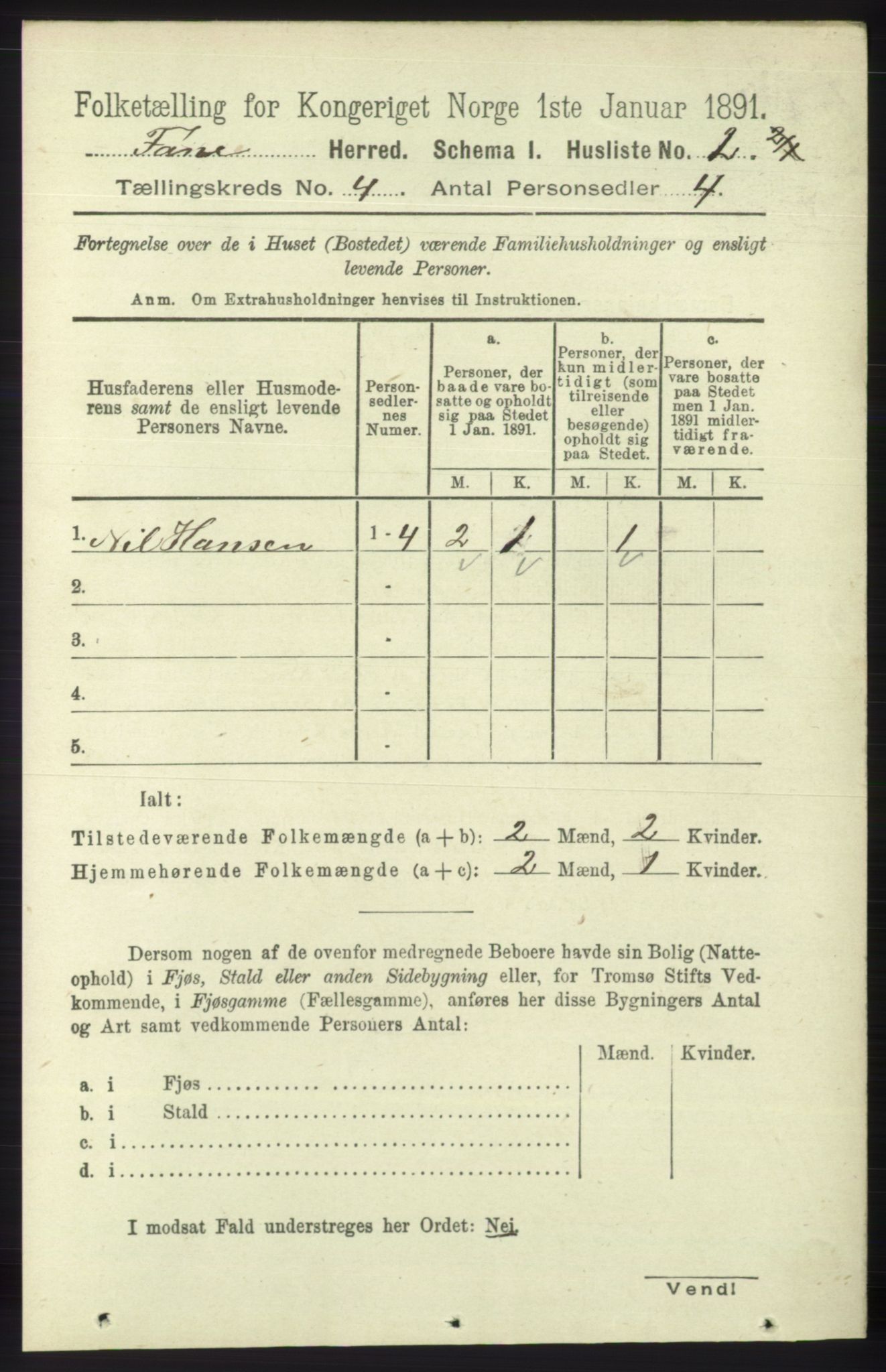 RA, 1891 census for 1249 Fana, 1891, p. 1529