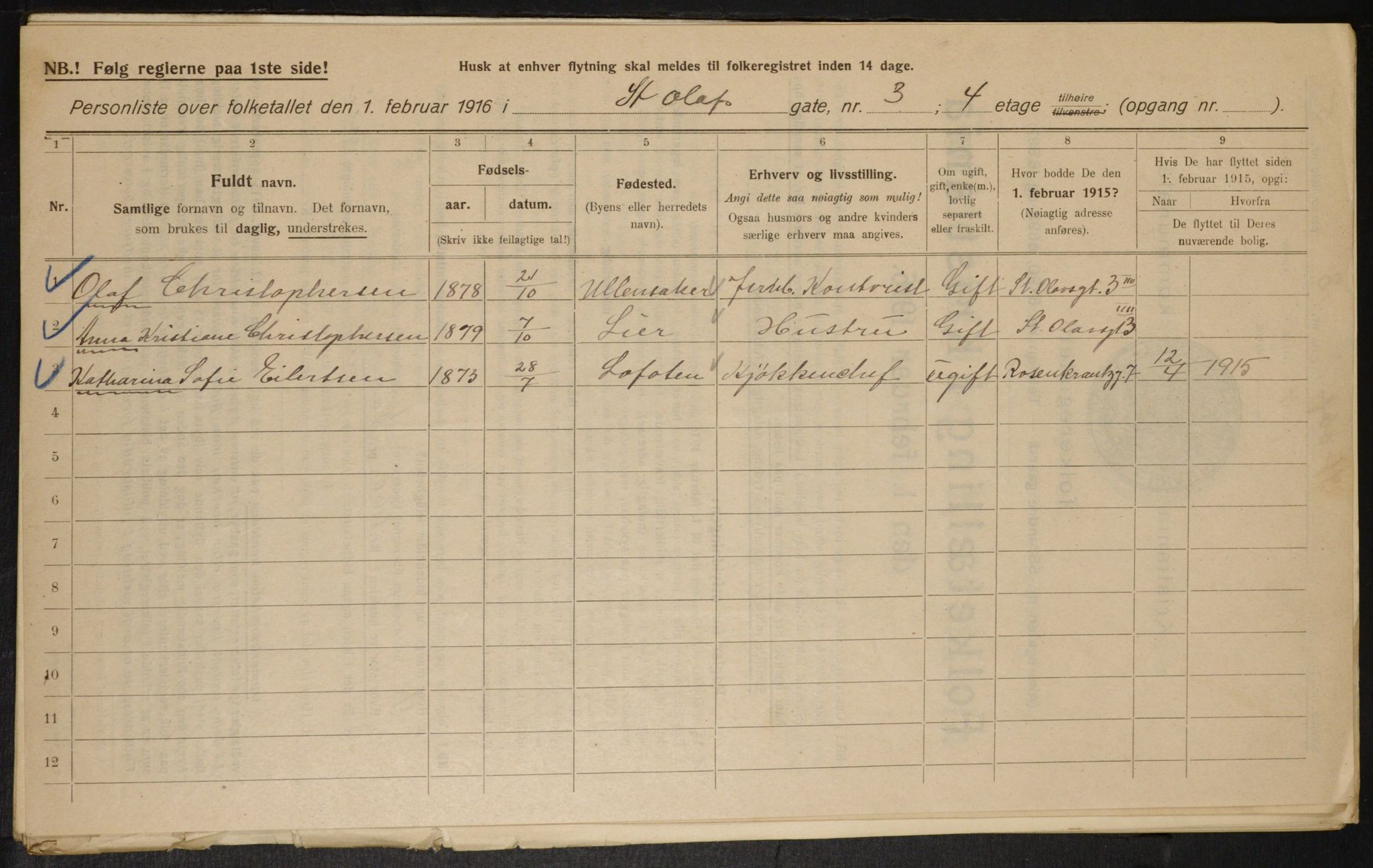 OBA, Municipal Census 1916 for Kristiania, 1916, p. 90194