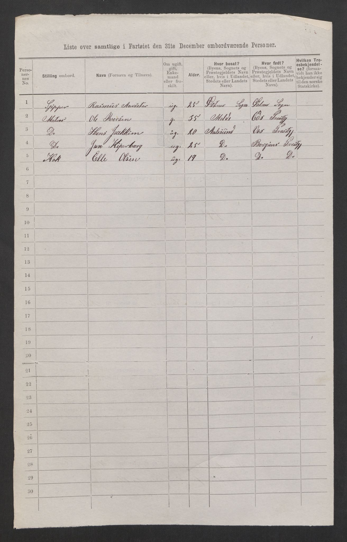 RA, 1875 census, lists of crew on ships: Ships in domestic ports, 1875, p. 315