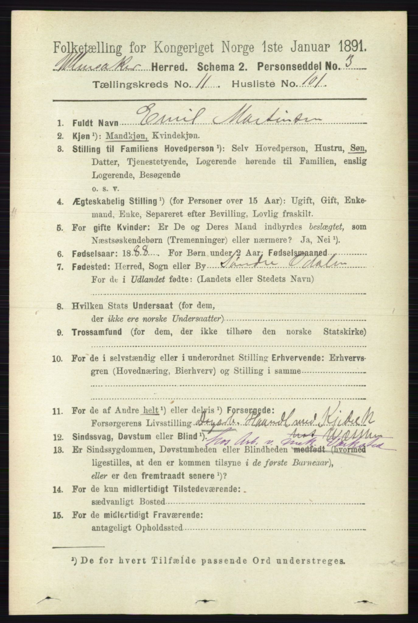 RA, 1891 census for 0235 Ullensaker, 1891, p. 5485