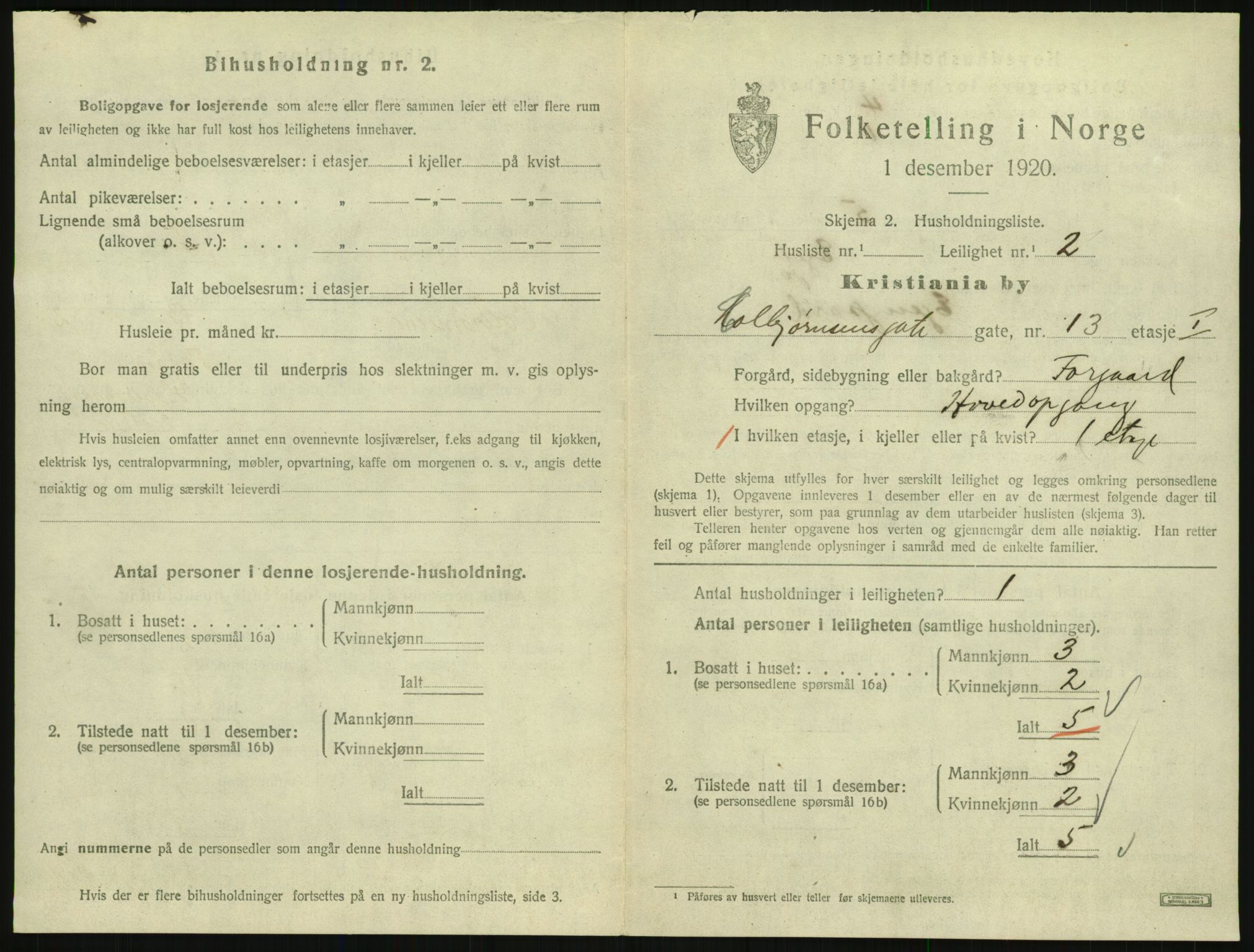 SAO, 1920 census for Kristiania, 1920, p. 12990