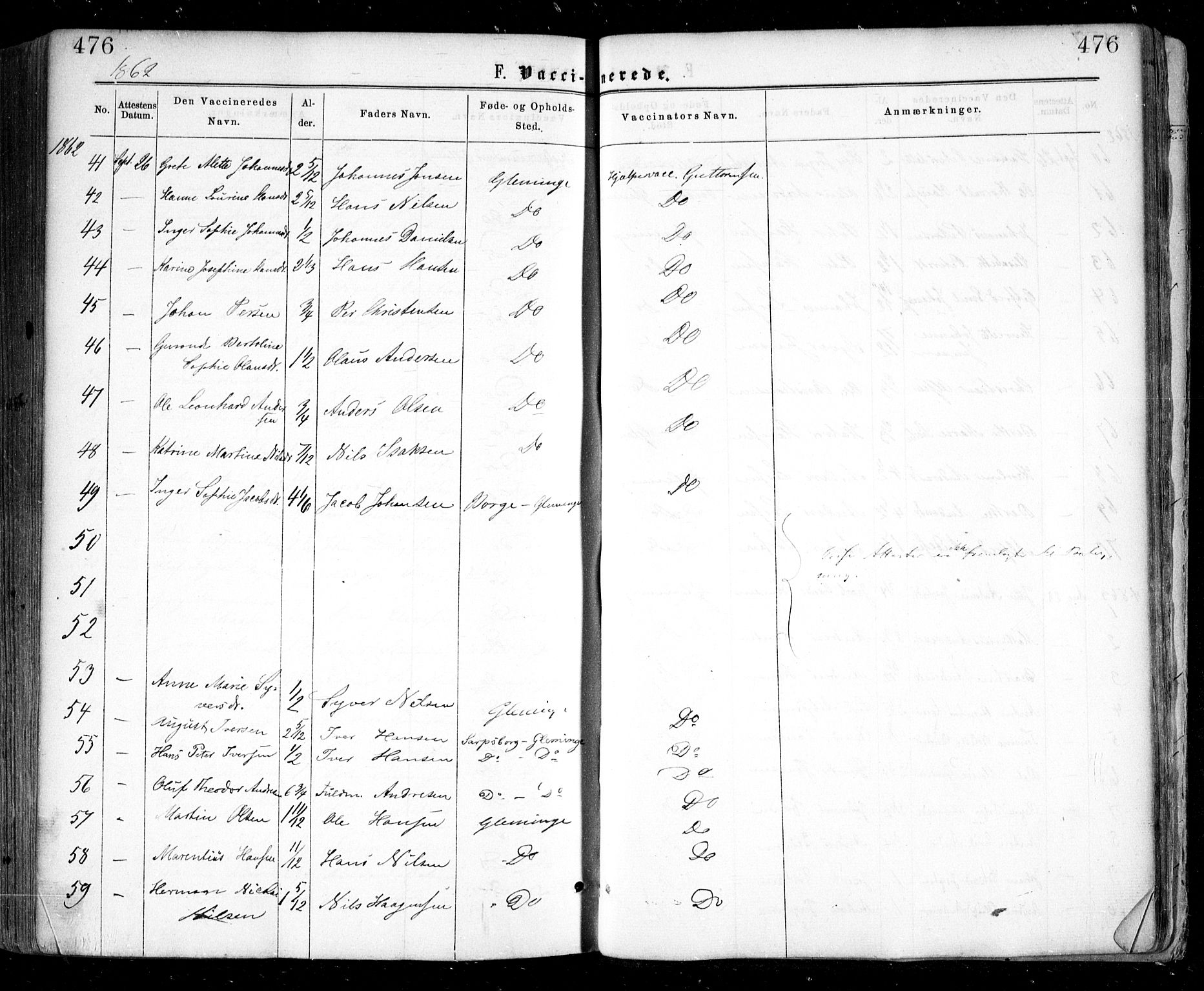 Glemmen prestekontor Kirkebøker, SAO/A-10908/F/Fa/L0008: Parish register (official) no. 8, 1862-1871, p. 476