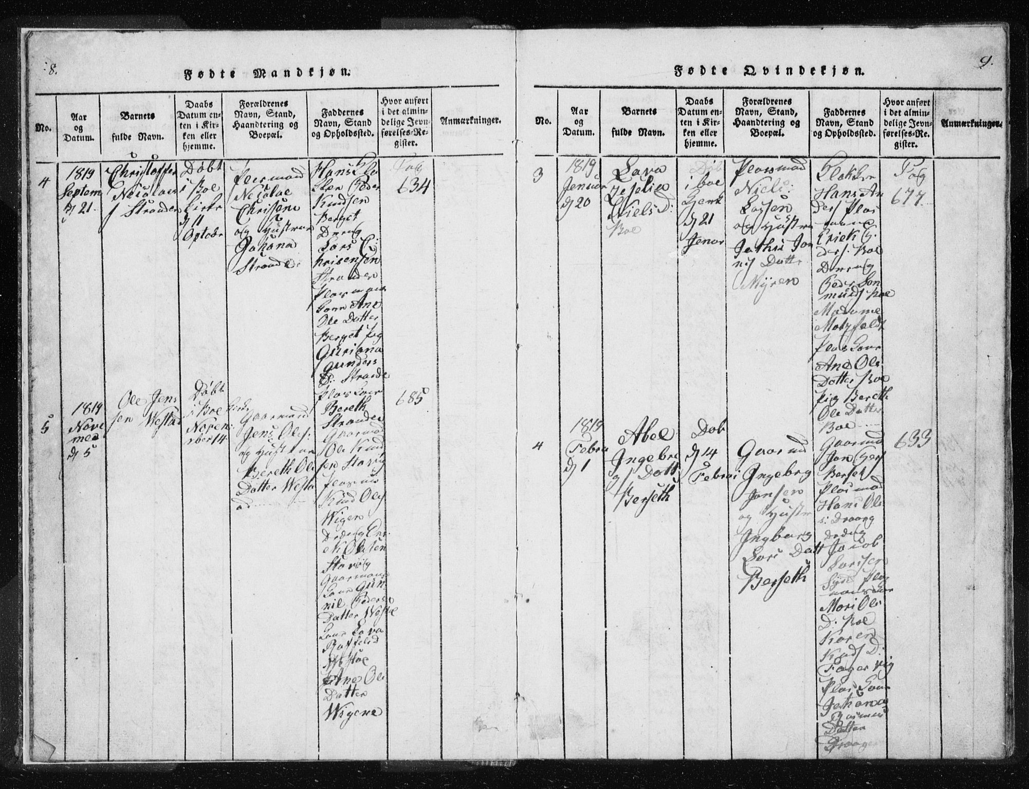 Ministerialprotokoller, klokkerbøker og fødselsregistre - Møre og Romsdal, SAT/A-1454/566/L0772: Parish register (copy) no. 566C01, 1818-1845, p. 8-9